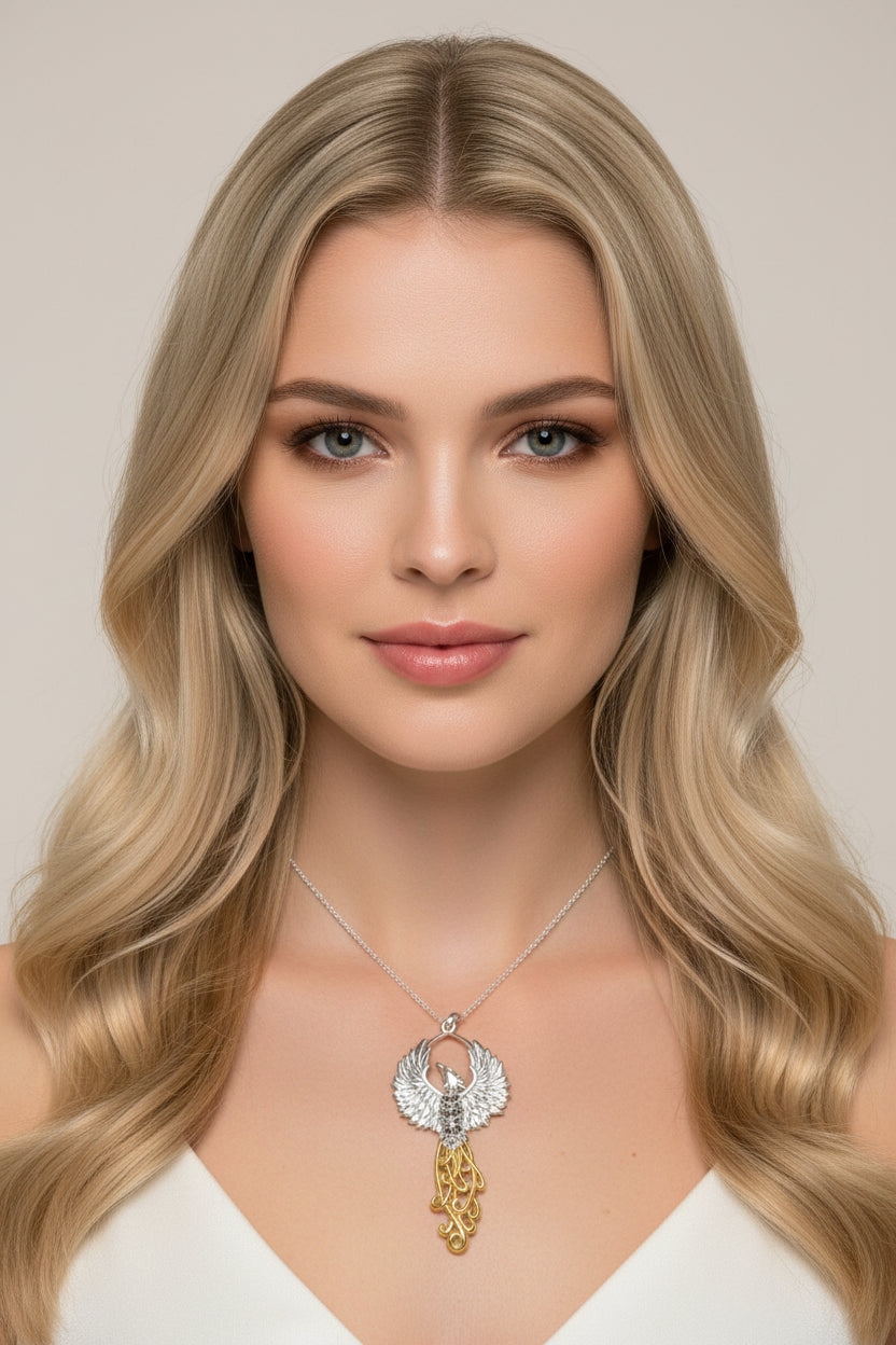 Golden Fire Phoenix Necklace