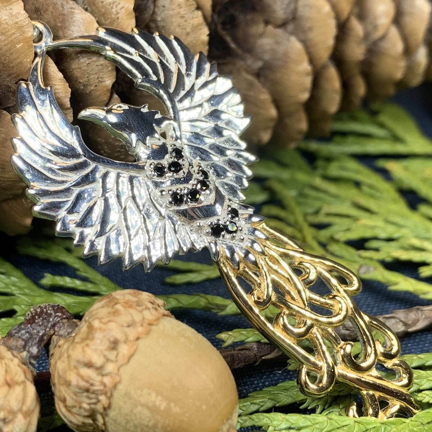 Golden Fire Phoenix Necklace - 18 / Amethyst