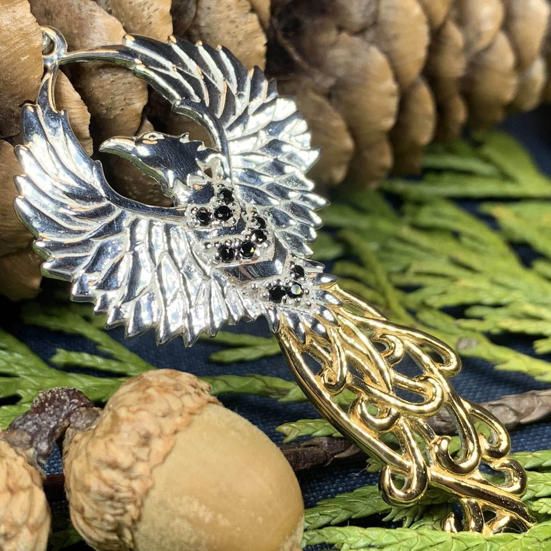 Golden Fire Phoenix Necklace - 18 / Amethyst