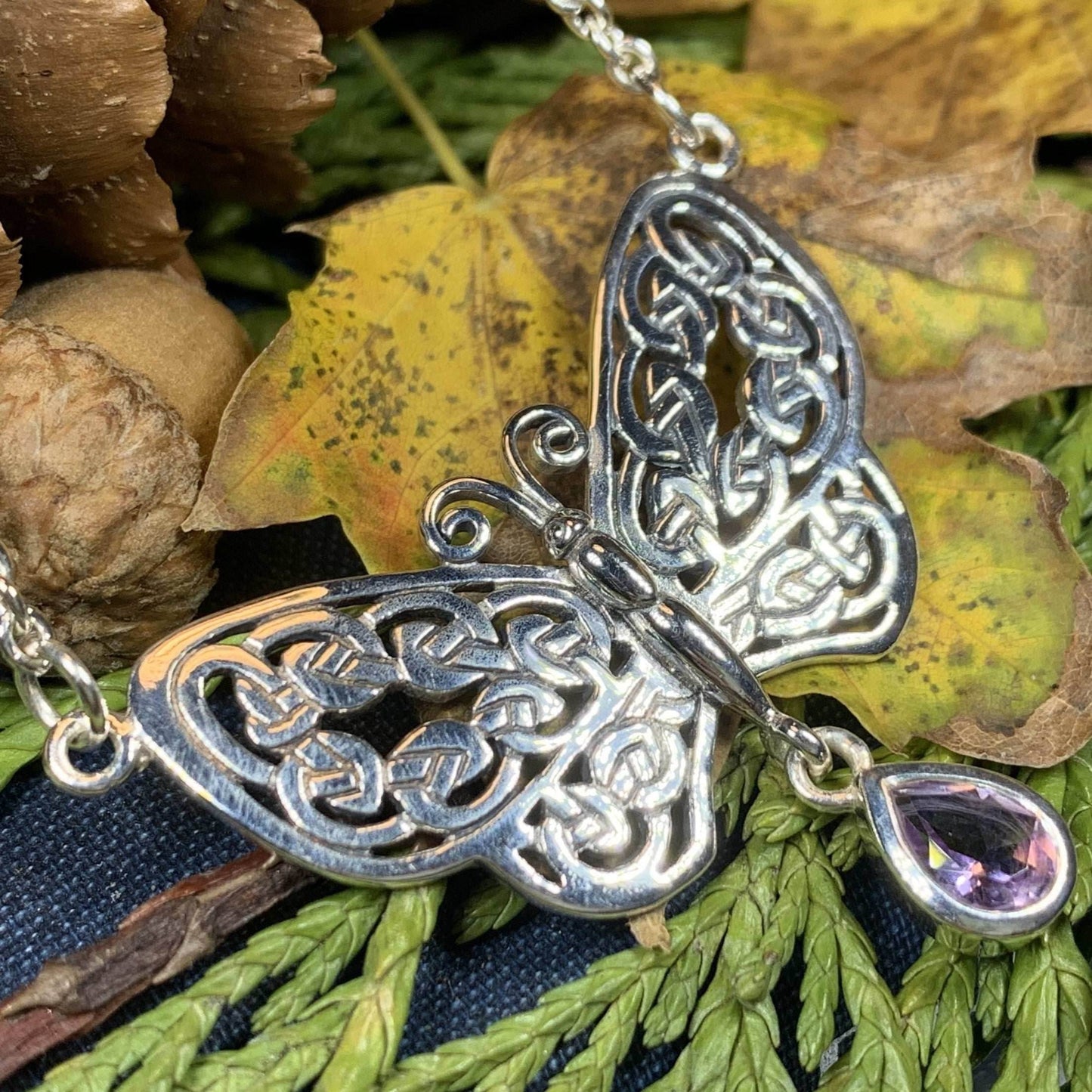 Celtic Butterfly Necklace - Amethyst