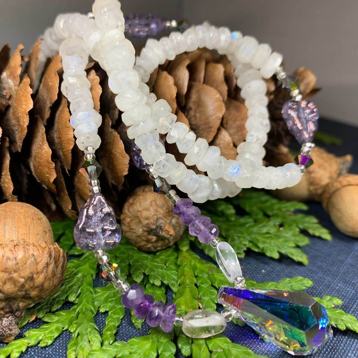 Highland Seasons Crystal Necklace - Moonstone/amethyst