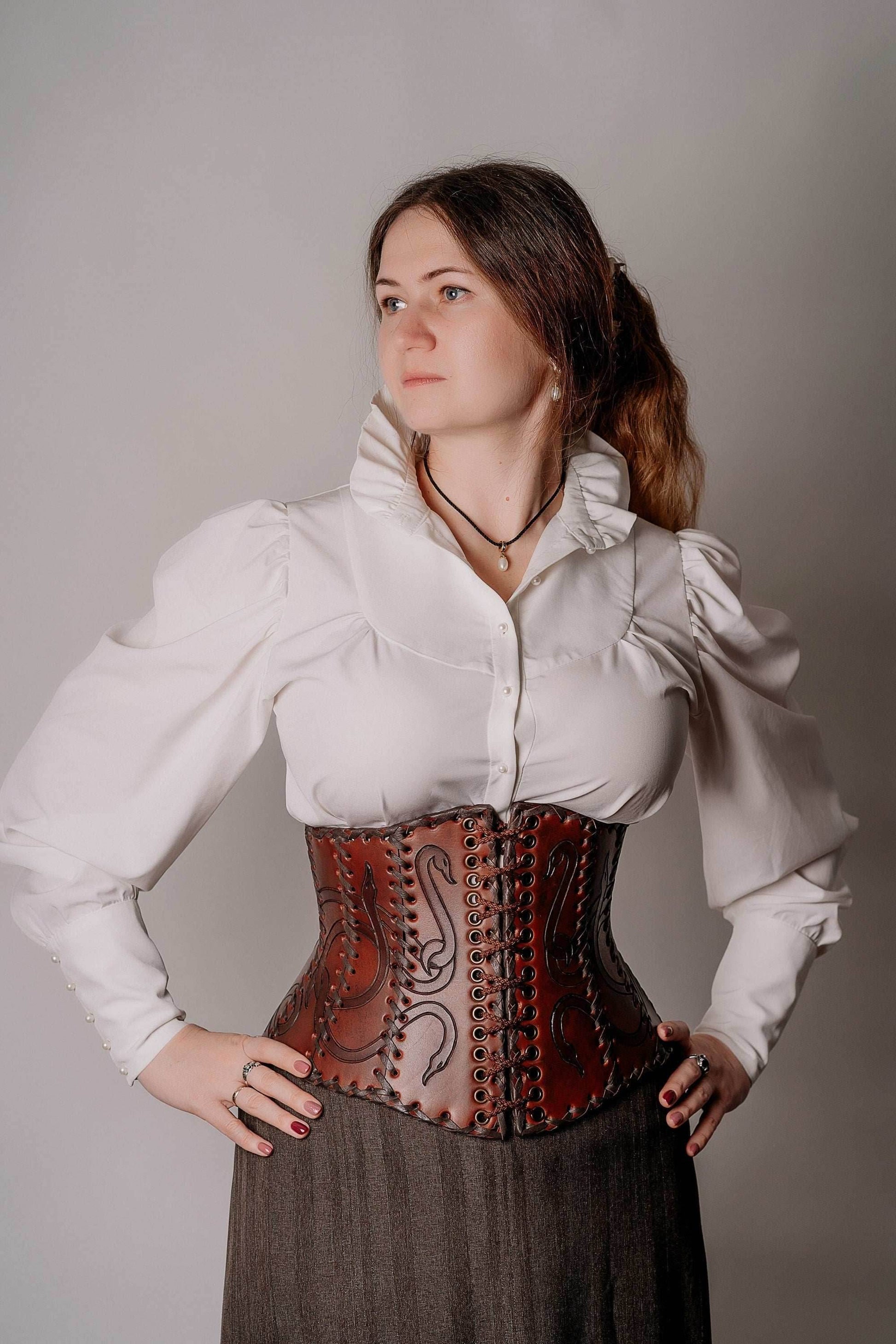 Leather corset belt “Lizaveta” - XS / Brown (as on foto)