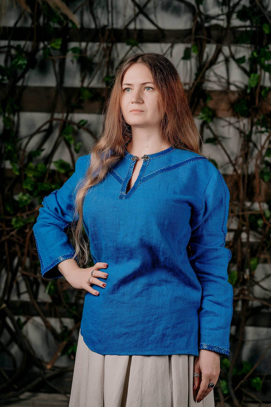 Viking medieval blue tunic - S