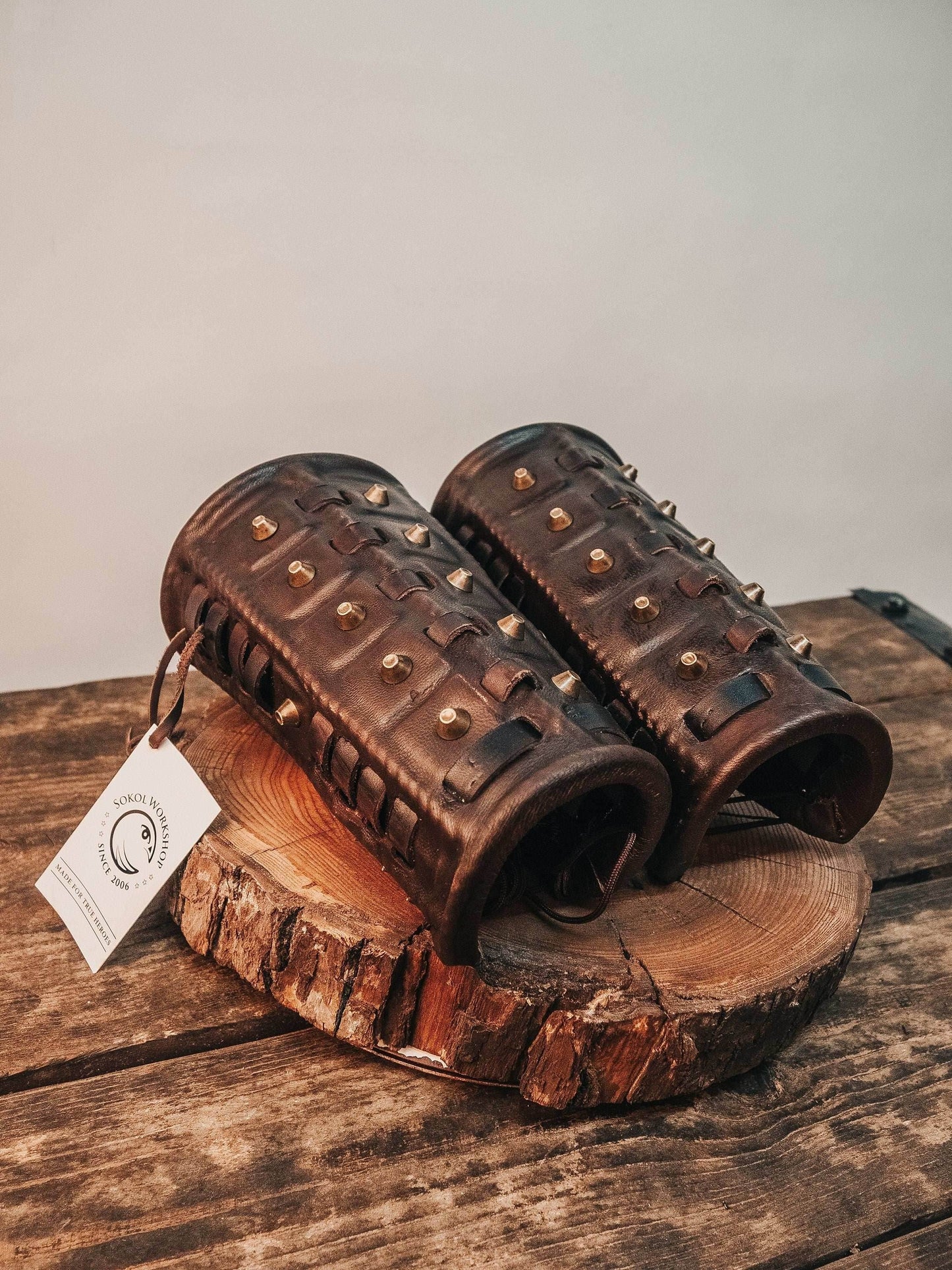 Medieval viking bracers - for one hand / brown (as on photo)