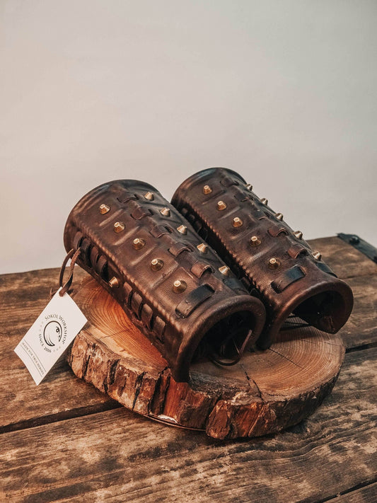 Medieval viking bracers - for one hand / brown (as on photo)