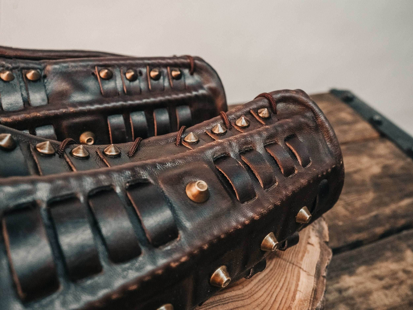 Medieval viking bracers - for one hand / brown (as on photo)