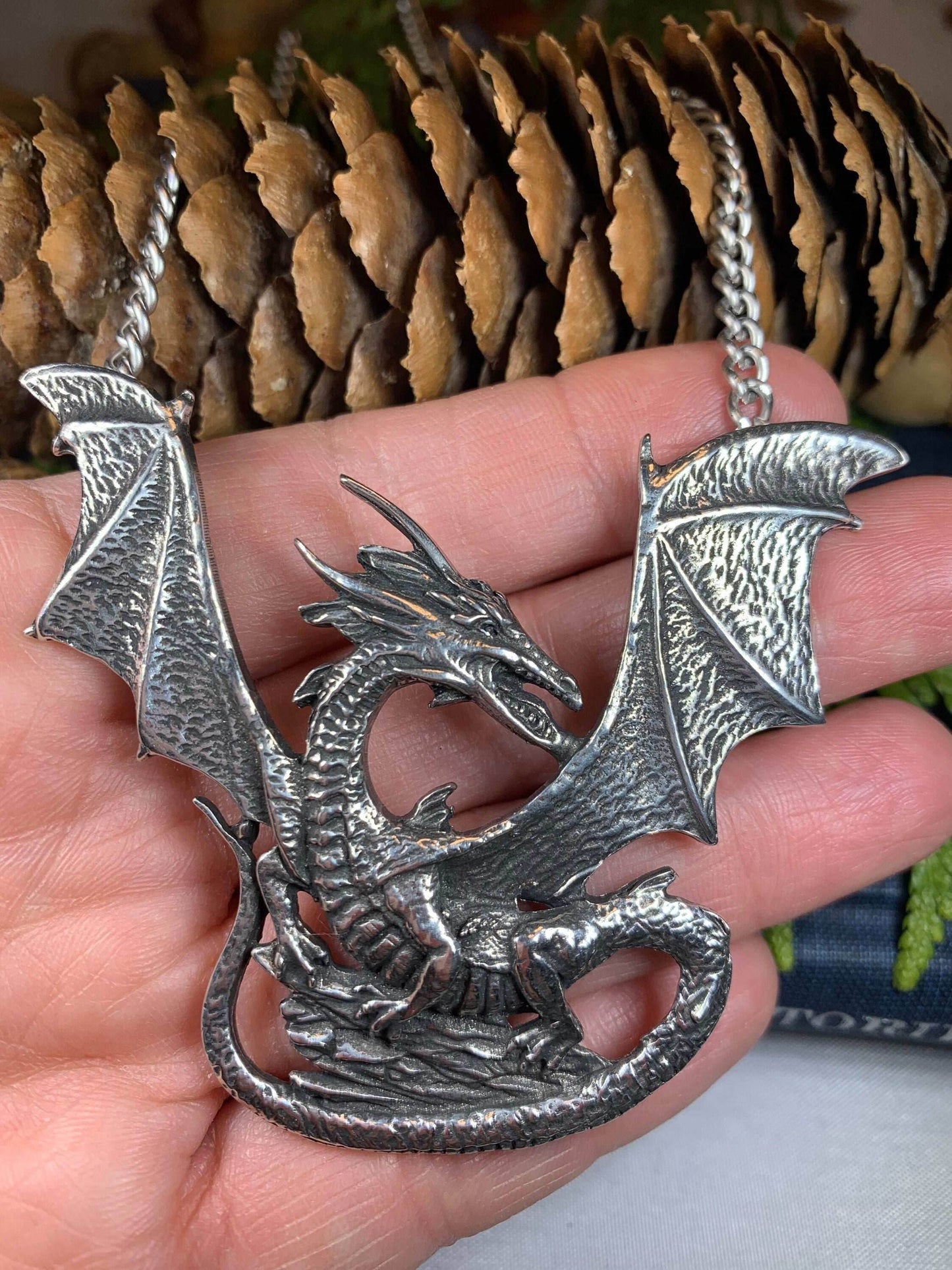 Tressach Pewter Dragon Necklace - 
