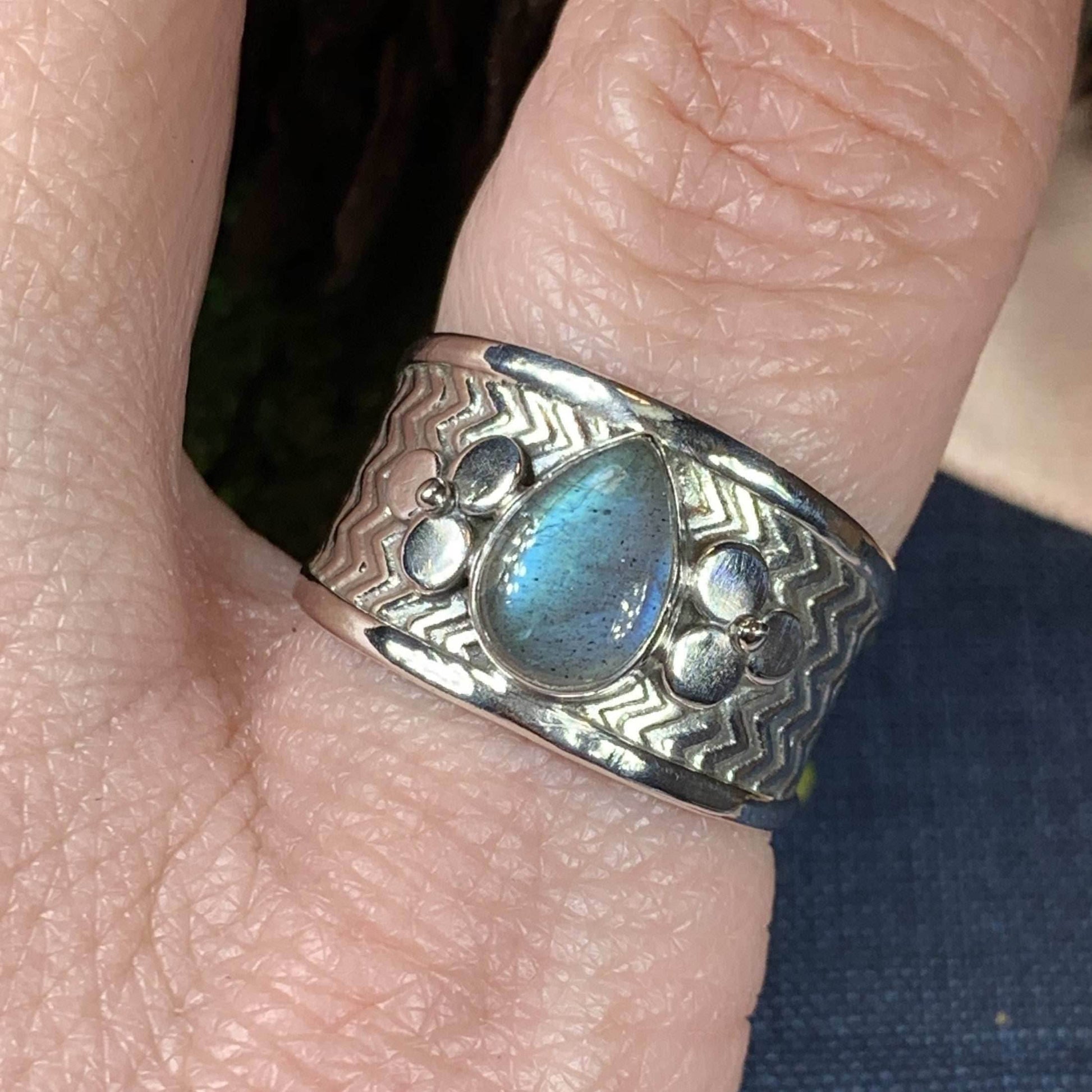 Celtic Flower Ring - 7 / Blue Topaz
