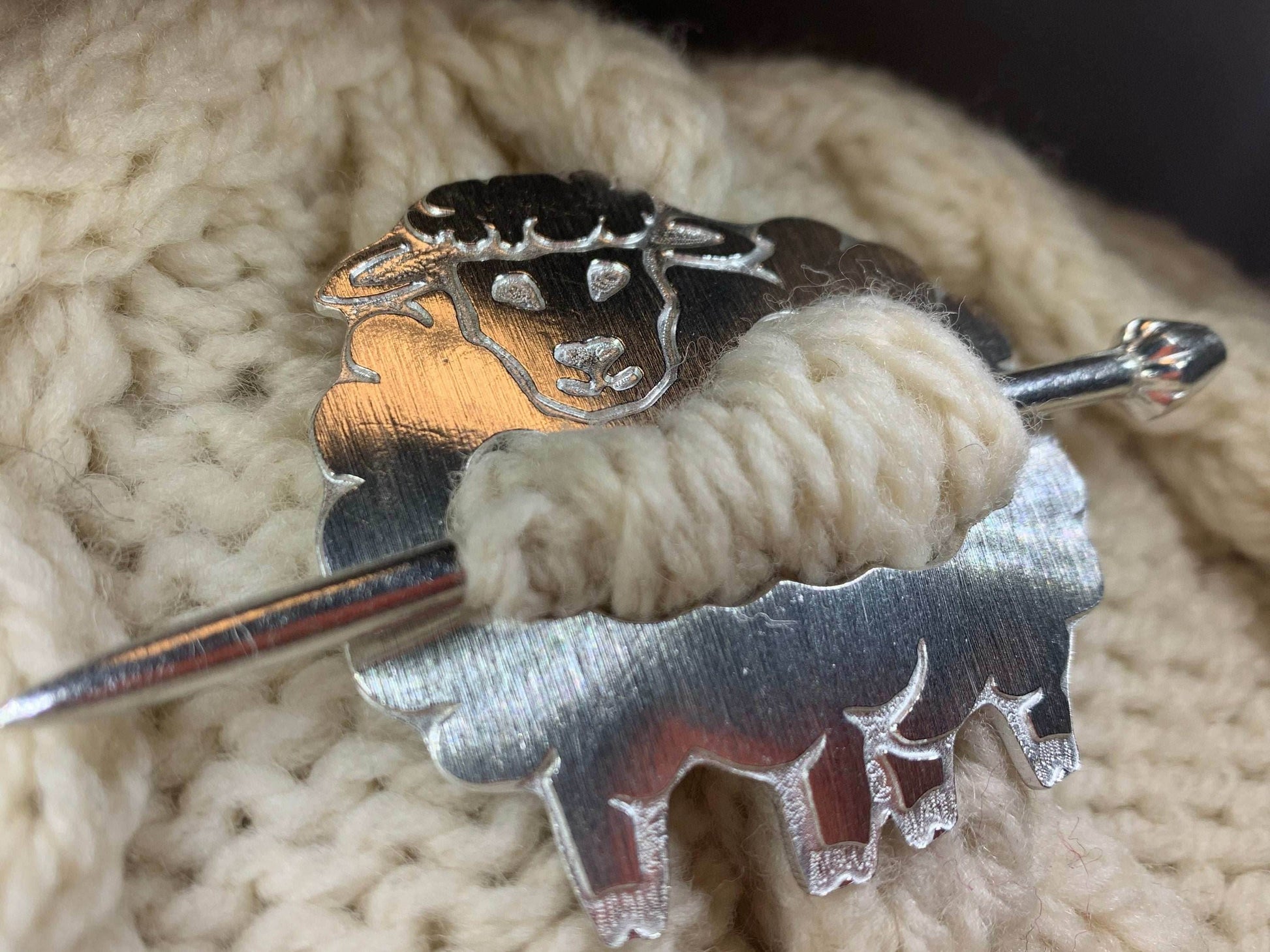 Wooly Sheep Scarf Ring - 