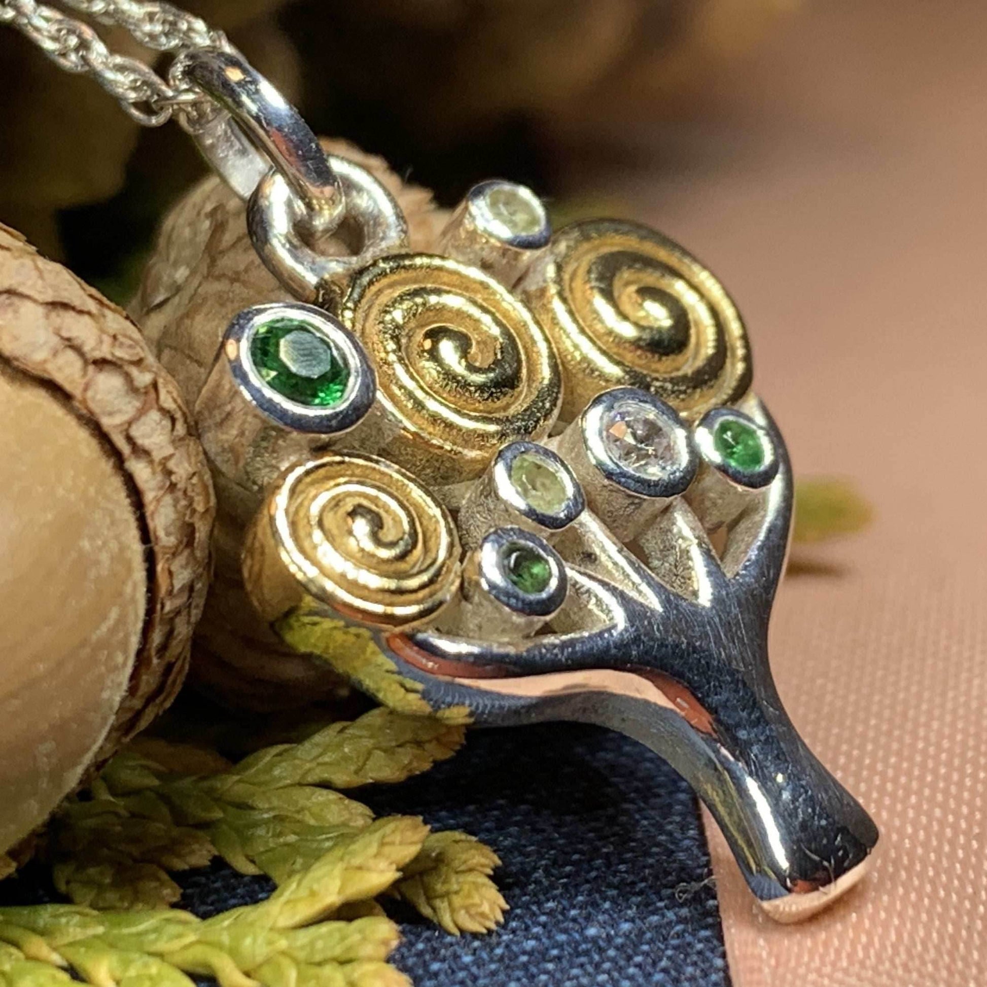 Shades of Green Tree of Life Necklace - 18