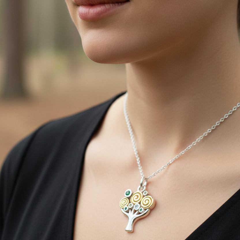 Shades of Green Tree of Life Necklace