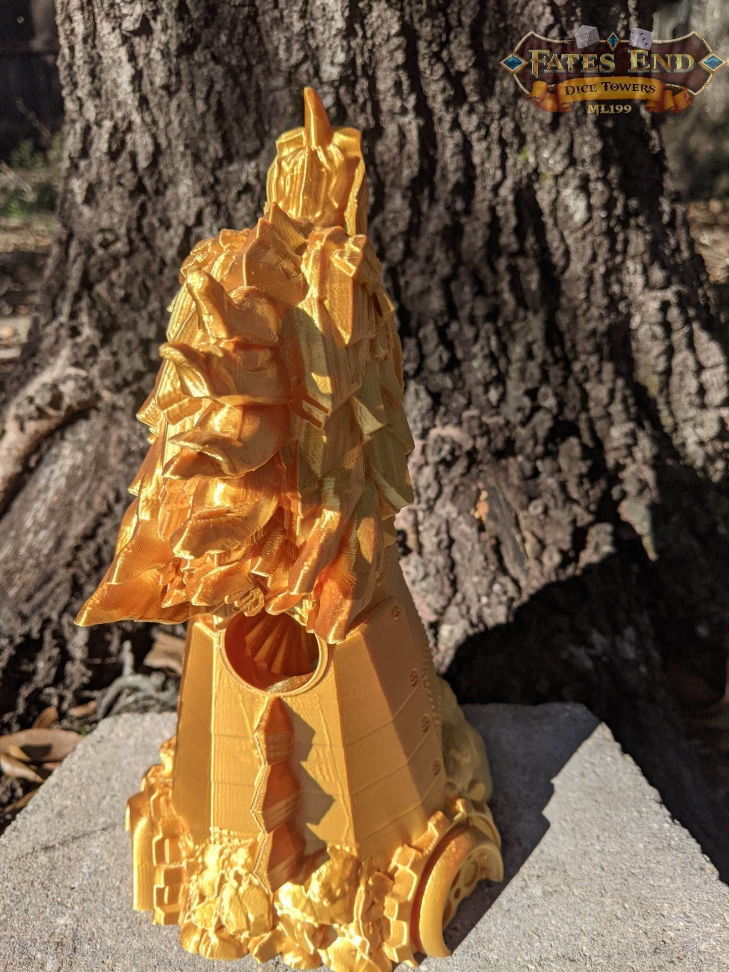 Clockwork Steampunk Dragon Dice Tower - Fate's End Collection - Unleash Mechanical Majesty and Timeless Tales with Every Roll. - Black / Yes- Include Random Dice Set