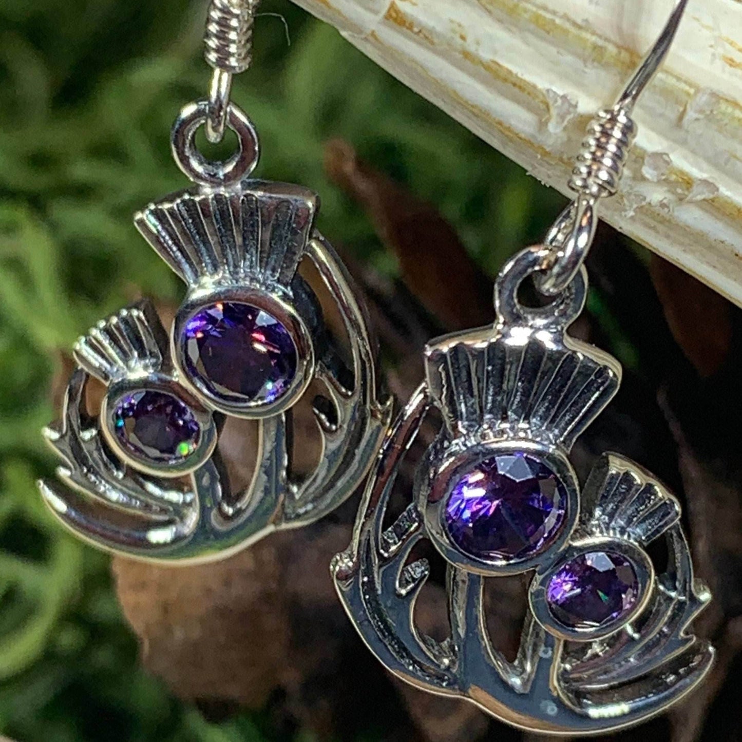 Bonnie Thistle Amethyst Earrings - Faceted