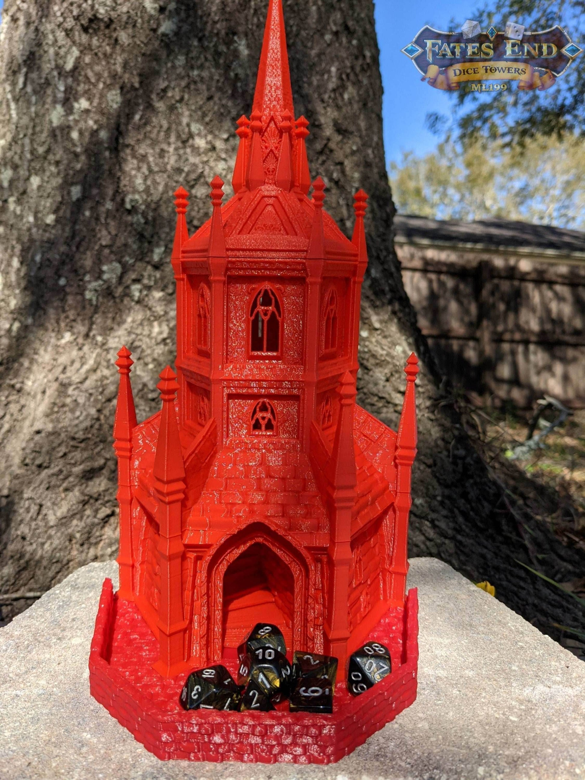 Paladin 3D Printed Dice Tower - Fate's End Collection - A Beacon of Honor! - Black / Yes- Include Random Dice Set