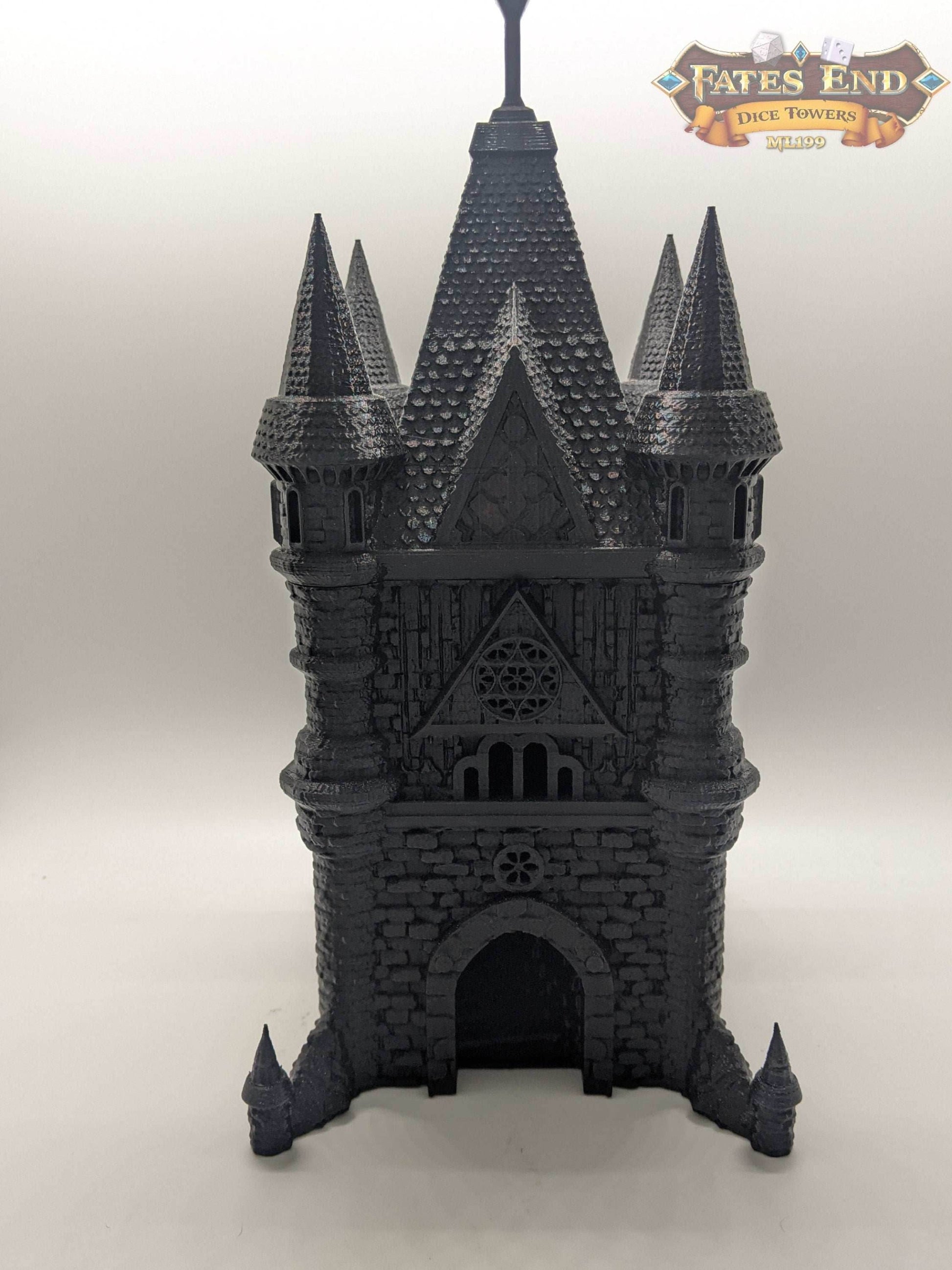 Cleric Dice Tower - Fate's End Collection - Channel Divine Power and Blessings with Every Roll. - Black / Yes- Include Random Dice Set