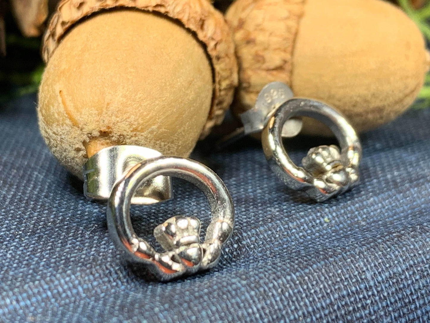 Pewter Claddagh Stud Earrings - 