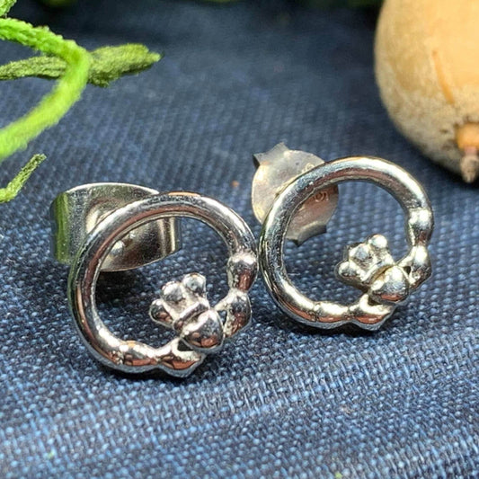 Pewter Claddagh Stud Earrings - 