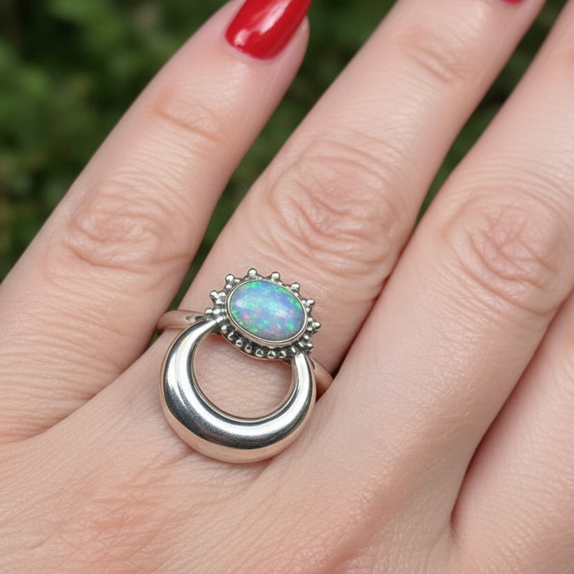Radiant Crescent Moon Ring