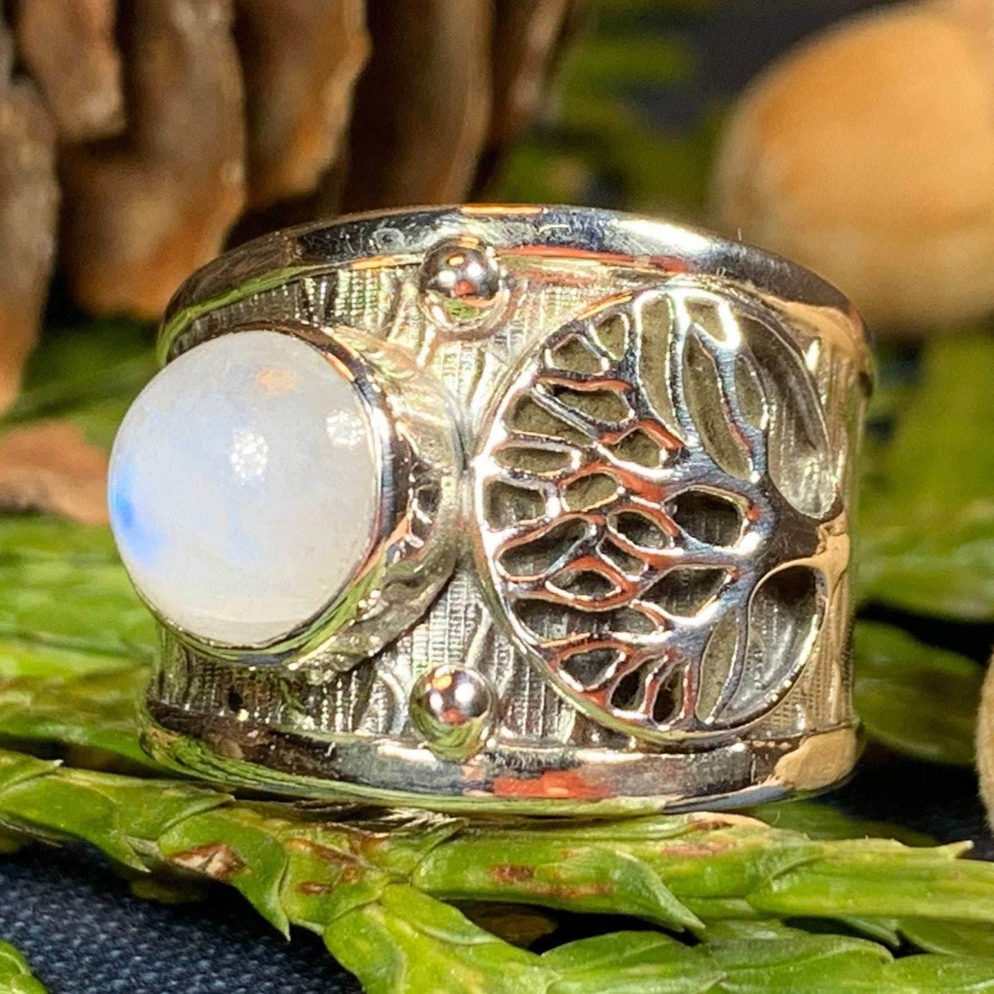 Earth Mother Tree of Life Ring - 7 / Moonstone