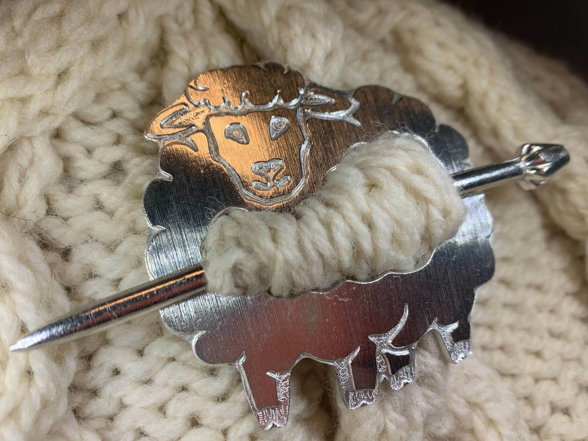 Wooly Sheep Scarf Ring - 