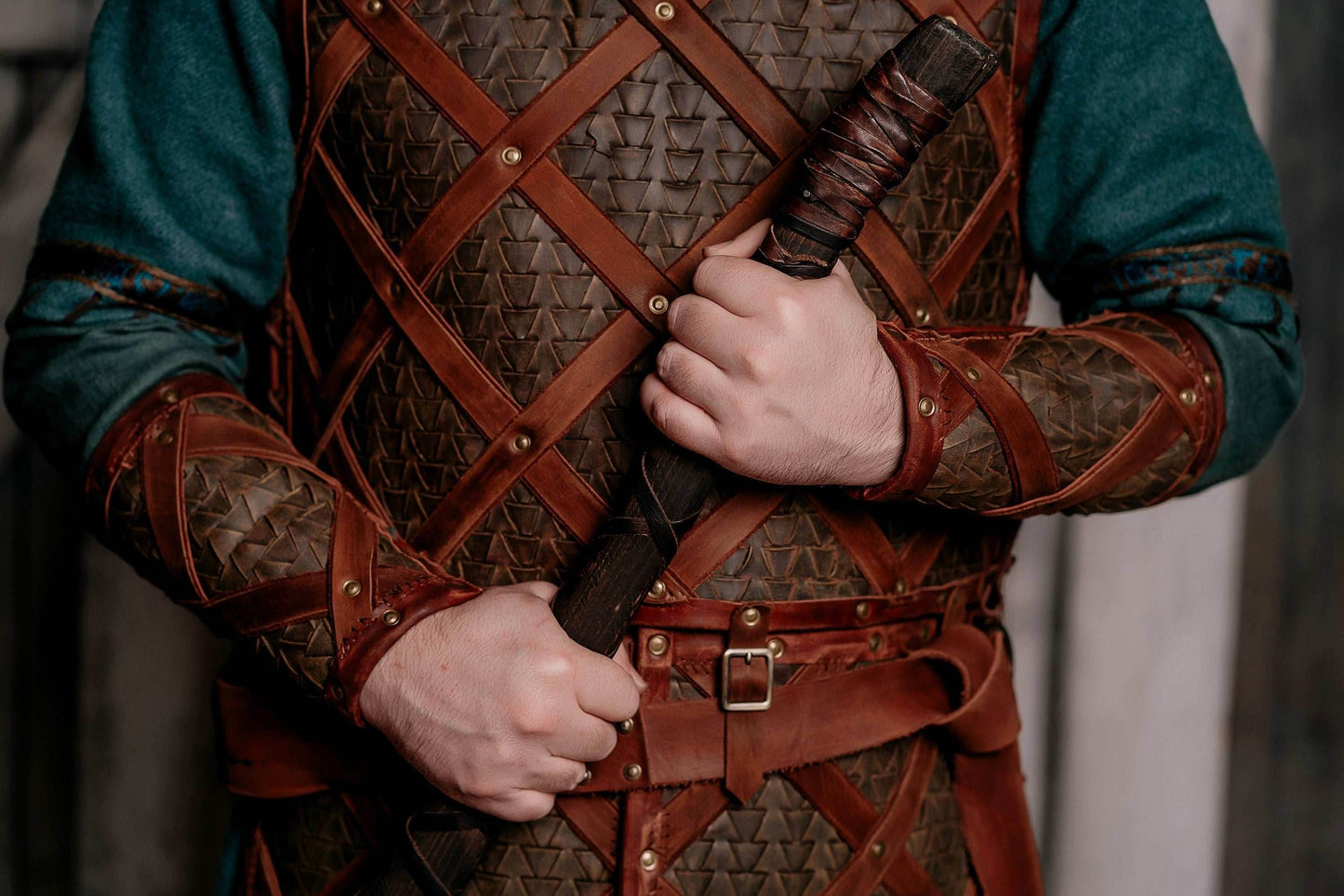 Viking leather bracers - for one hand