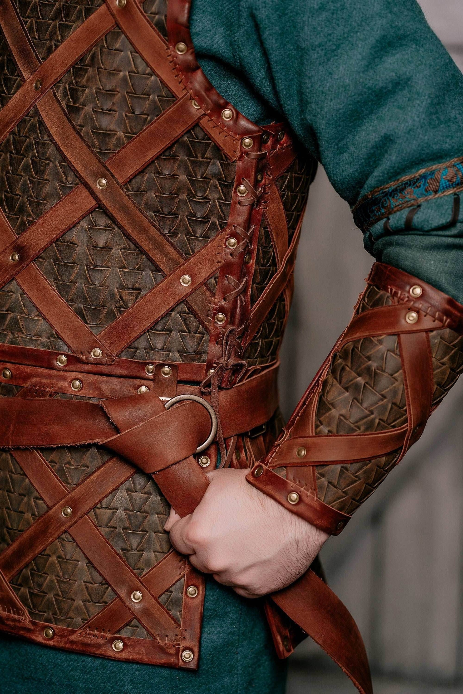 Viking leather bracers - for one hand