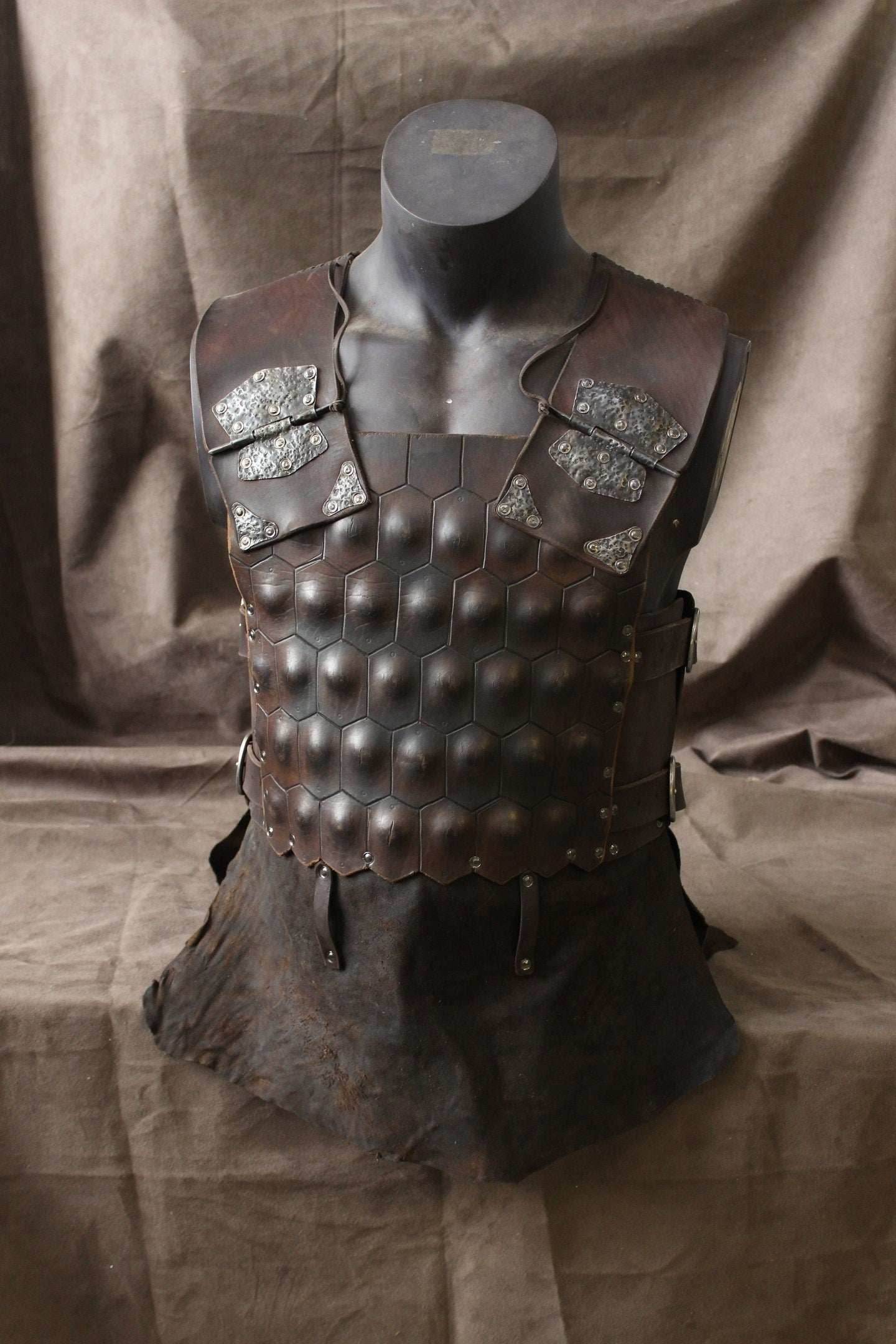 Viking Larp leather armor with brass - XS / Full payment