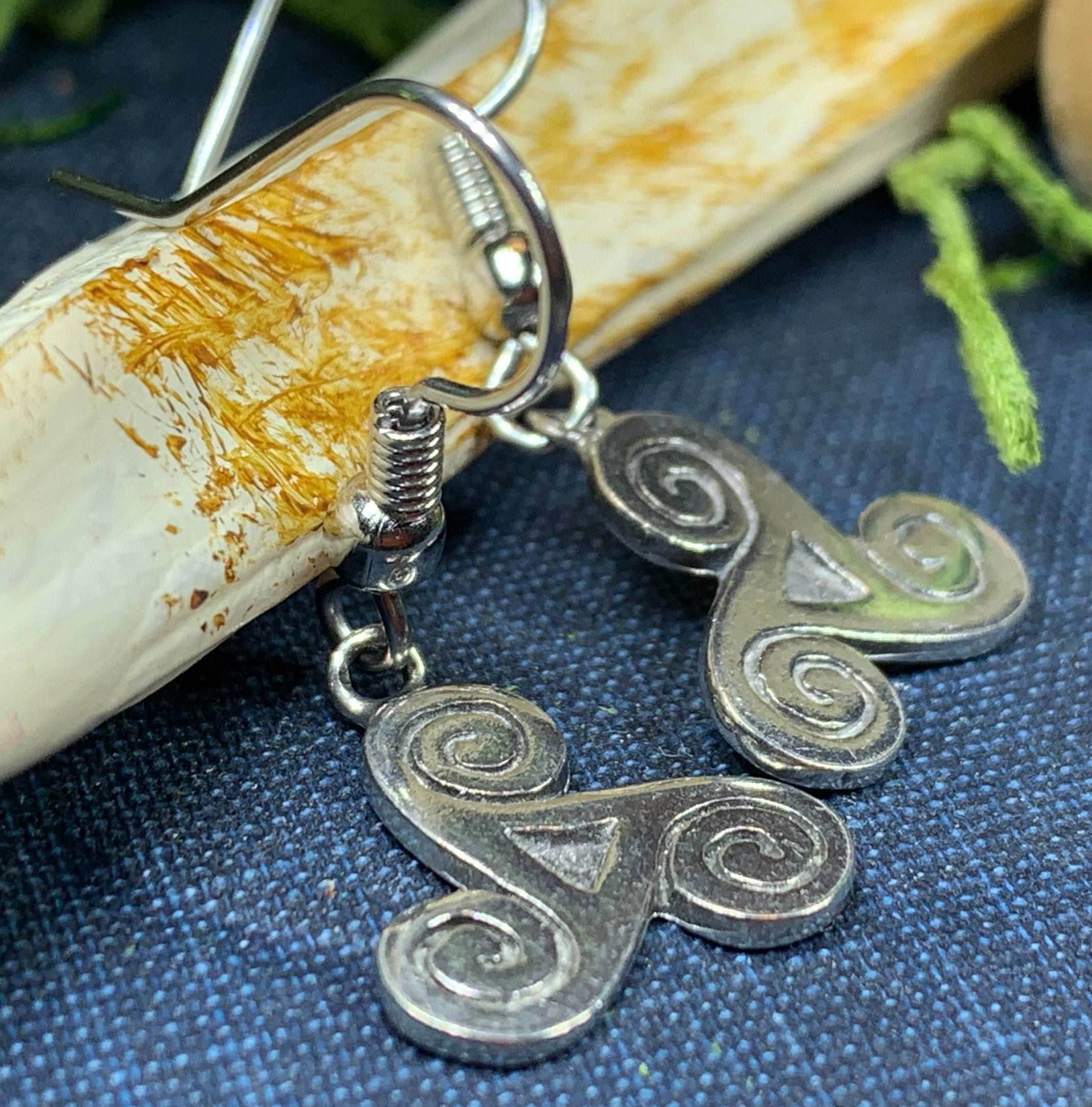 Pewter Triple Spiral Earrings - 