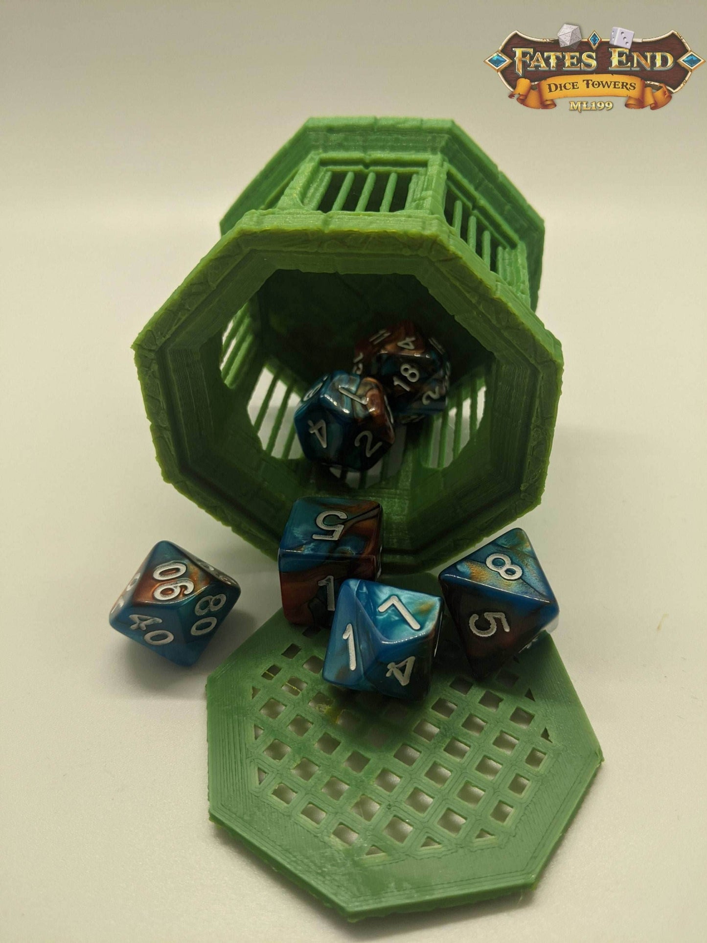 Stone 3D Printed Dice Jail - Fate's End Collection - Encase Wayward Rolls in Timeless Stone Fortresses! - Black / Yes- Include Random Dice Set