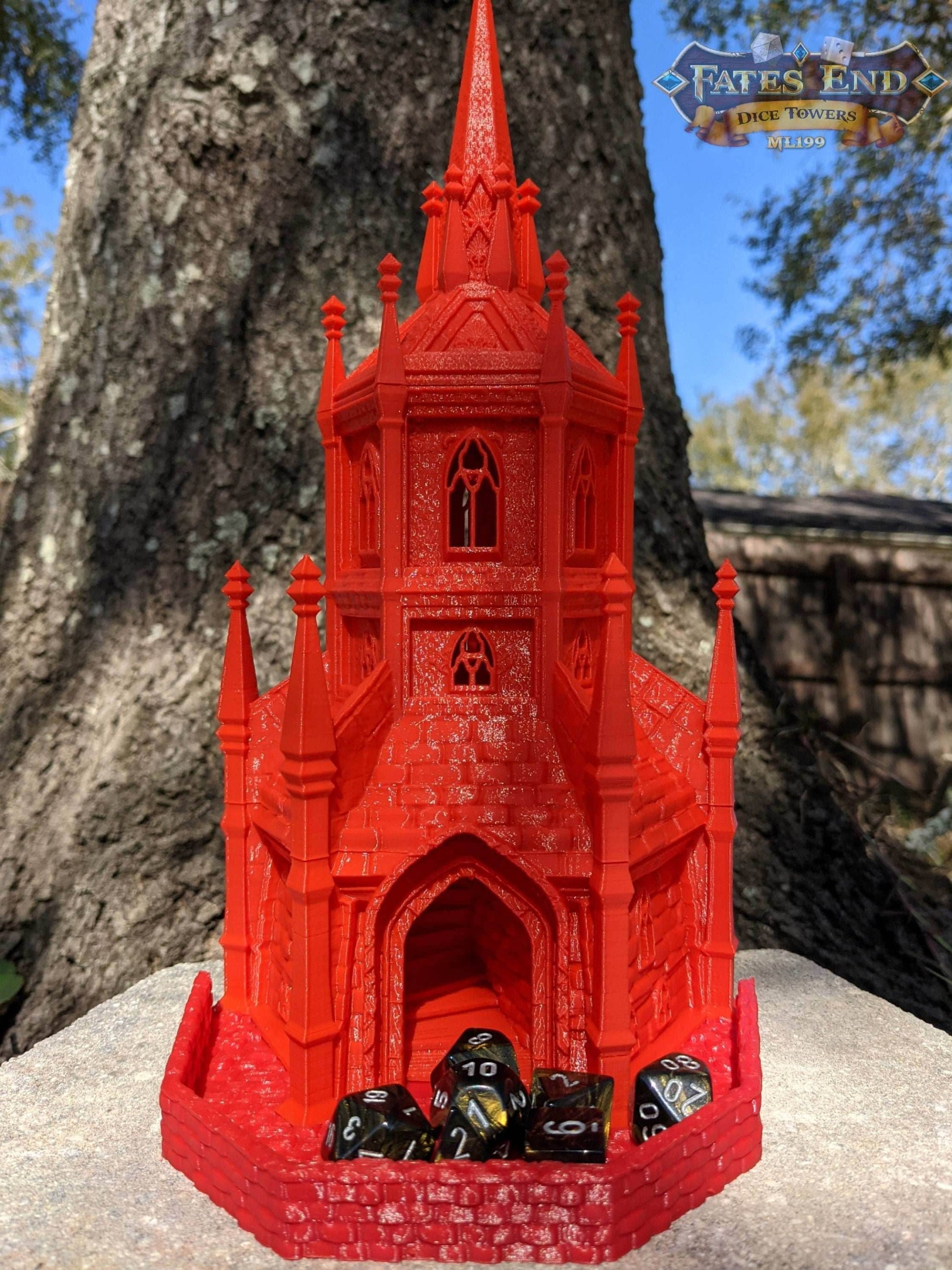 Paladin 3D Printed Dice Tower - Fate's End Collection - A Beacon of Honor! - Black / Yes- Include Random Dice Set