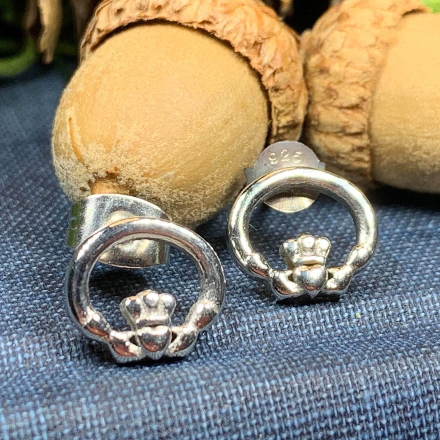 Pewter Claddagh Stud Earrings - 