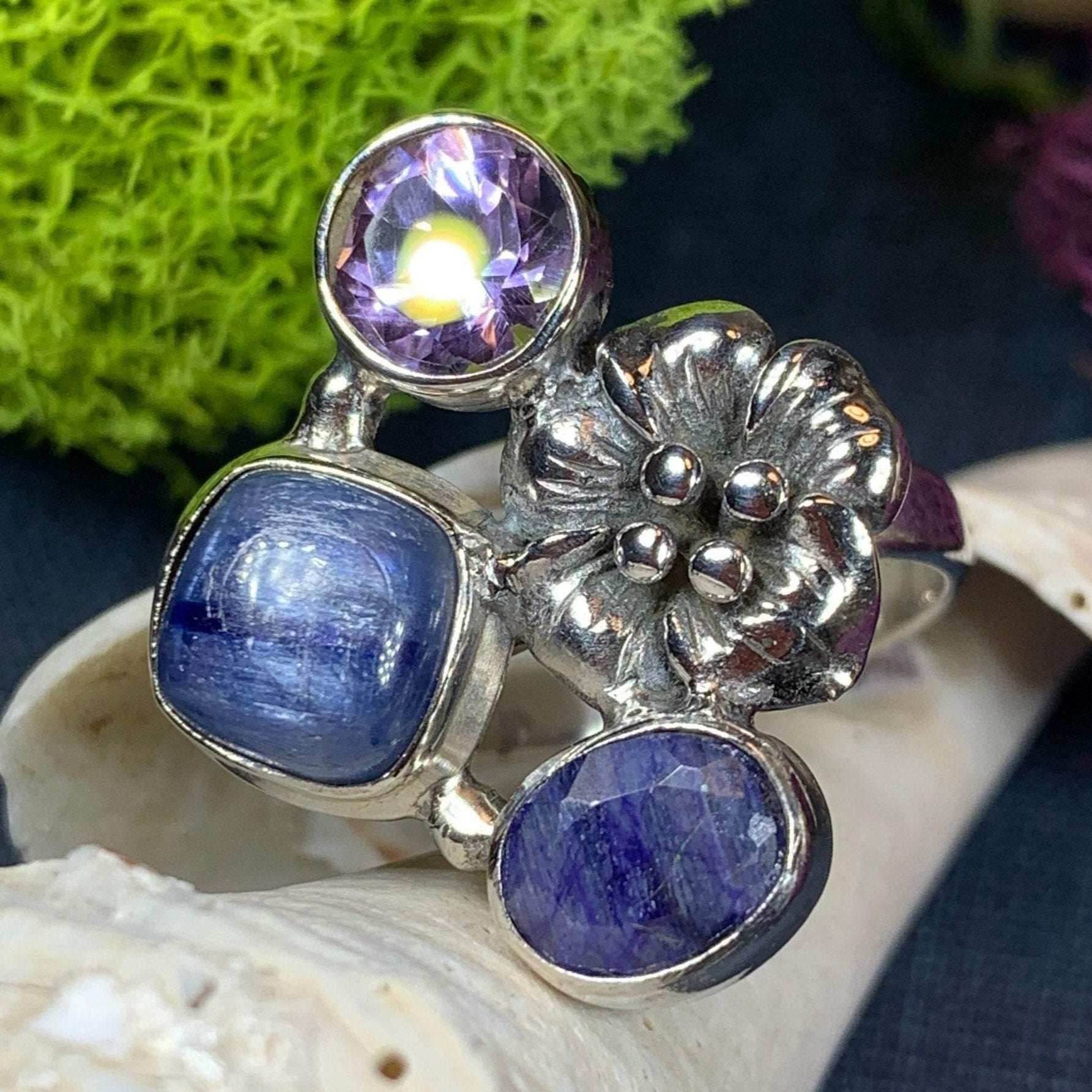 Summer Flower Ring - 8 / Double Amethyst