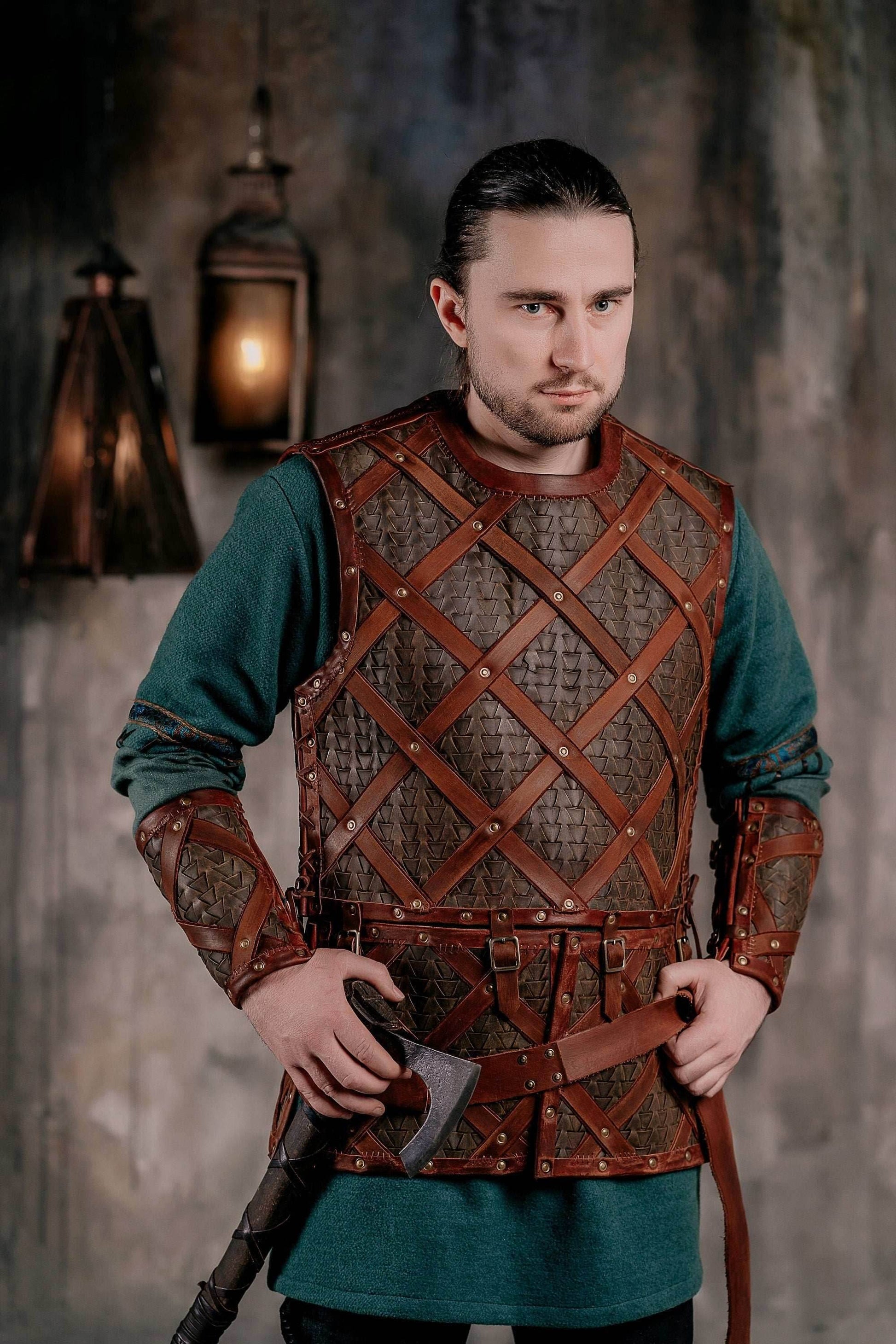 Viking leather bracers - for one hand