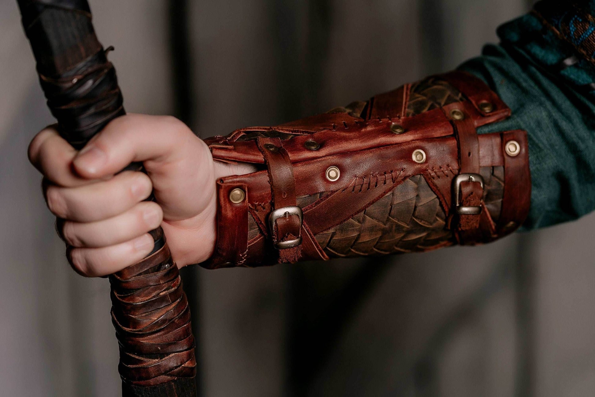 Viking leather bracers - for one hand