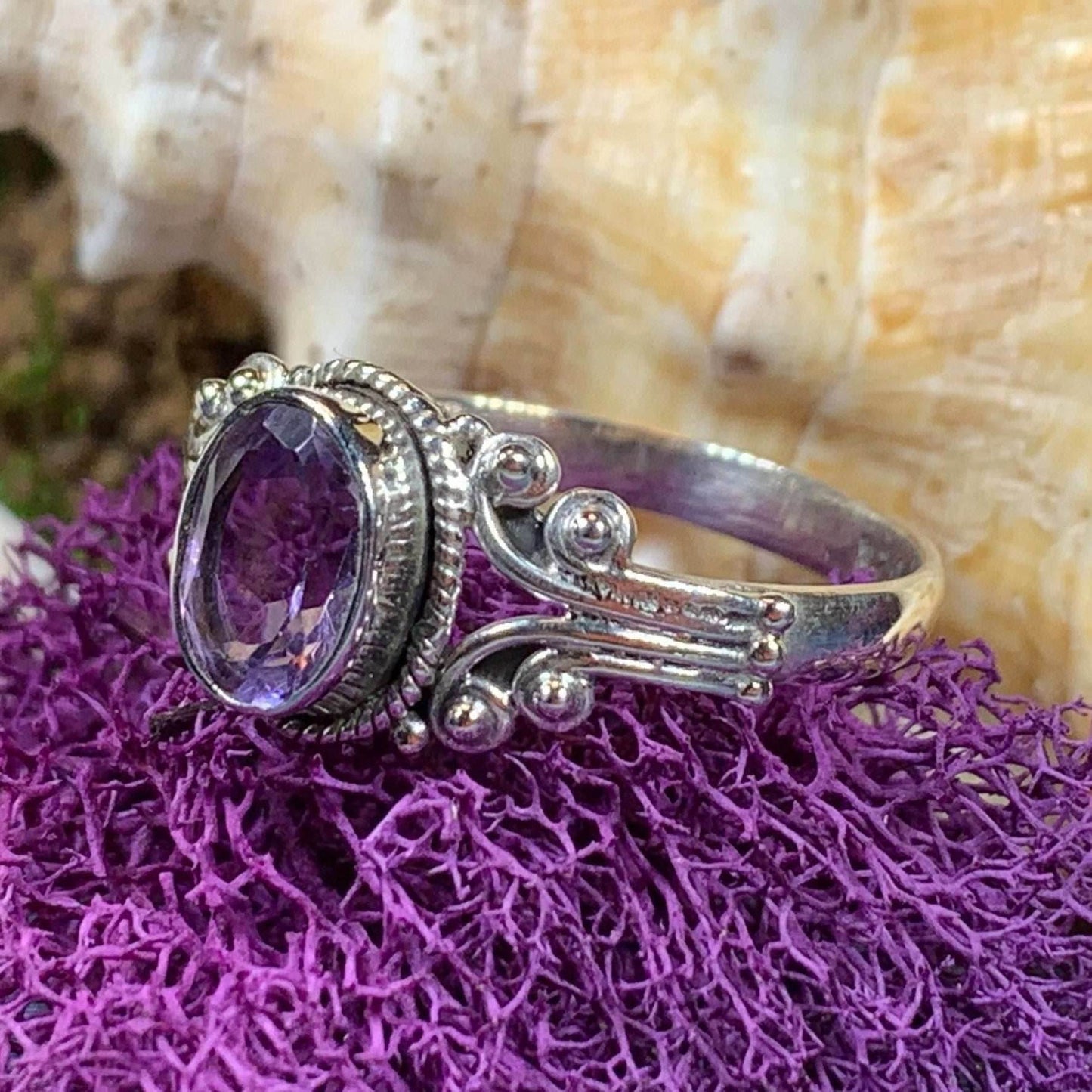 Celtic Love Ring - 7 / Amethyst