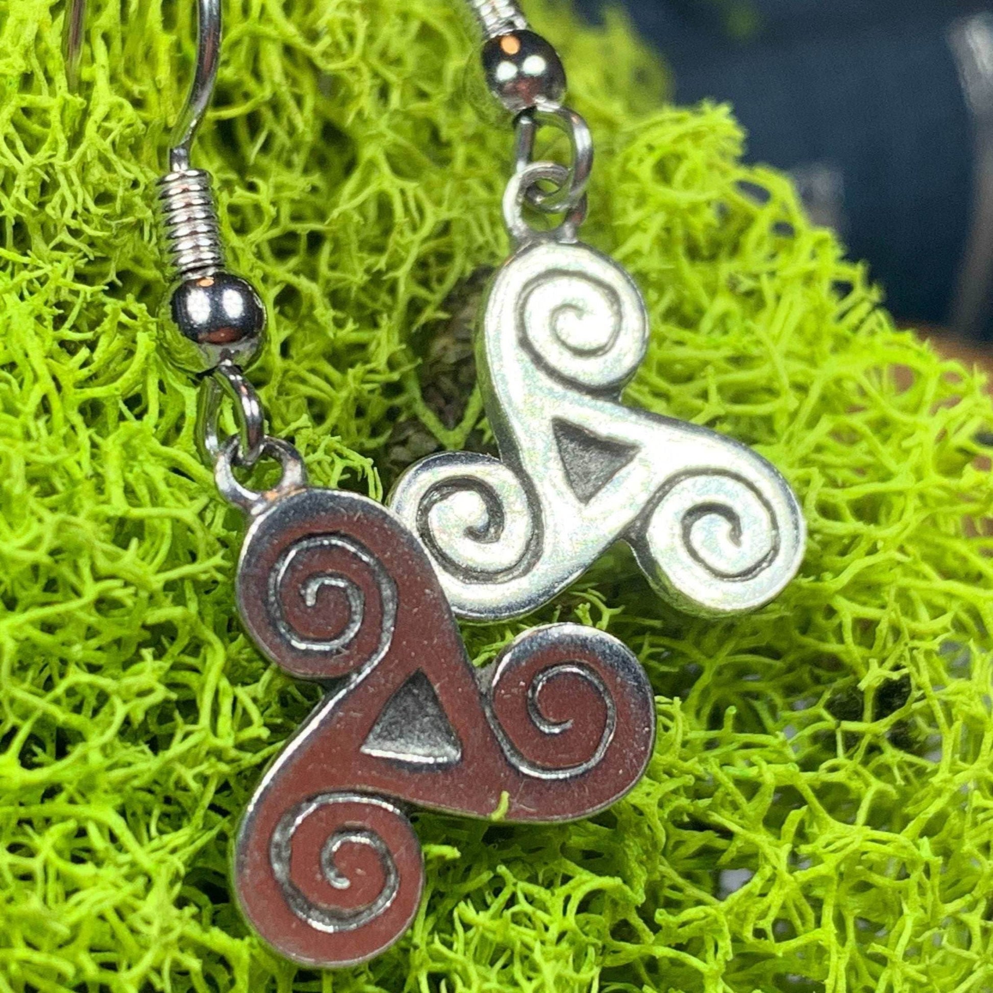 Pewter Triple Spiral Earrings - 