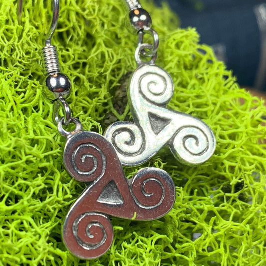 Pewter Triple Spiral Earrings - 