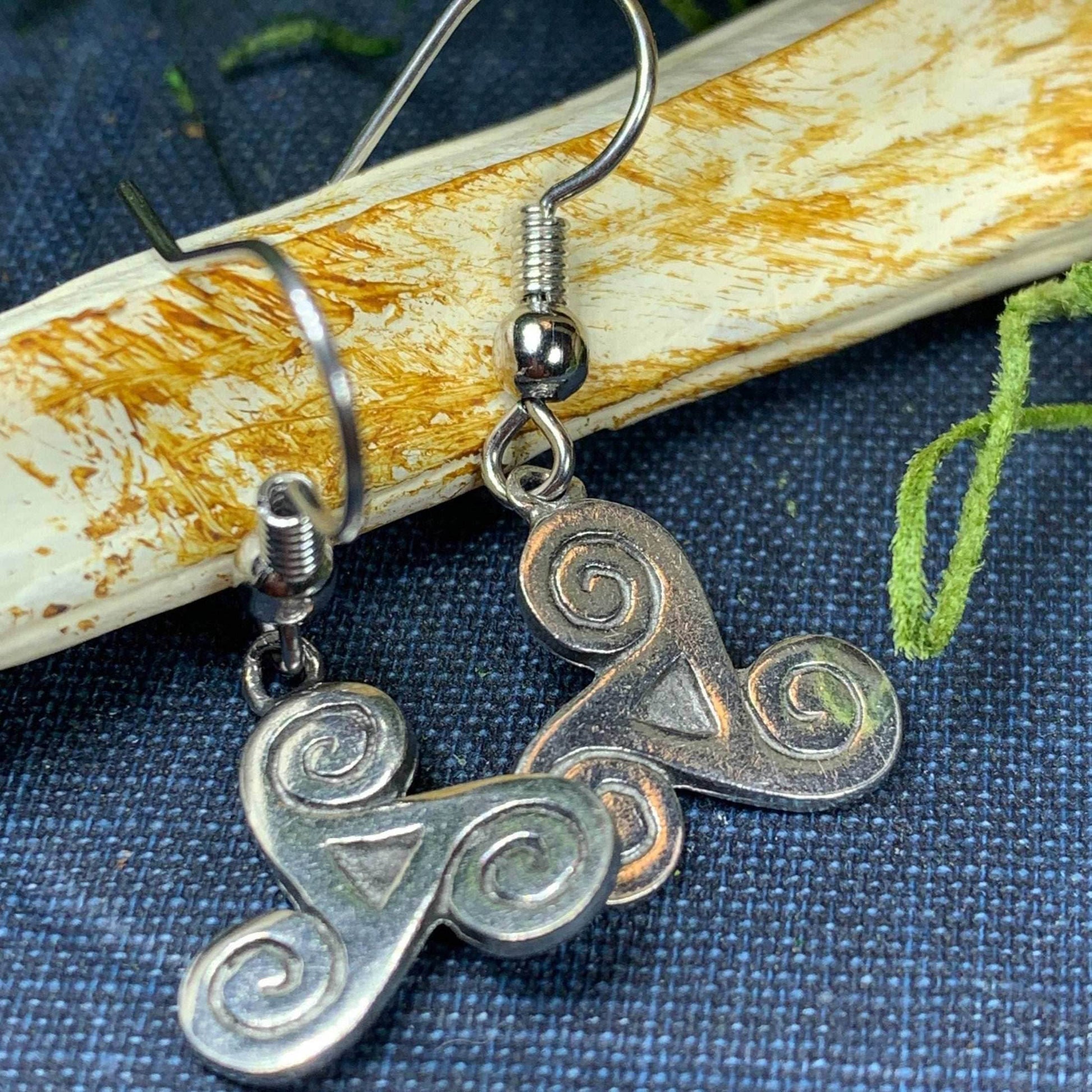 Pewter Triple Spiral Earrings - 