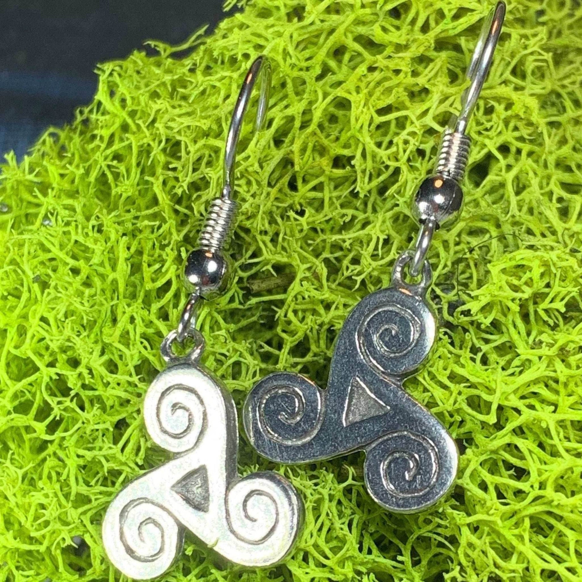 Pewter Triple Spiral Earrings - 