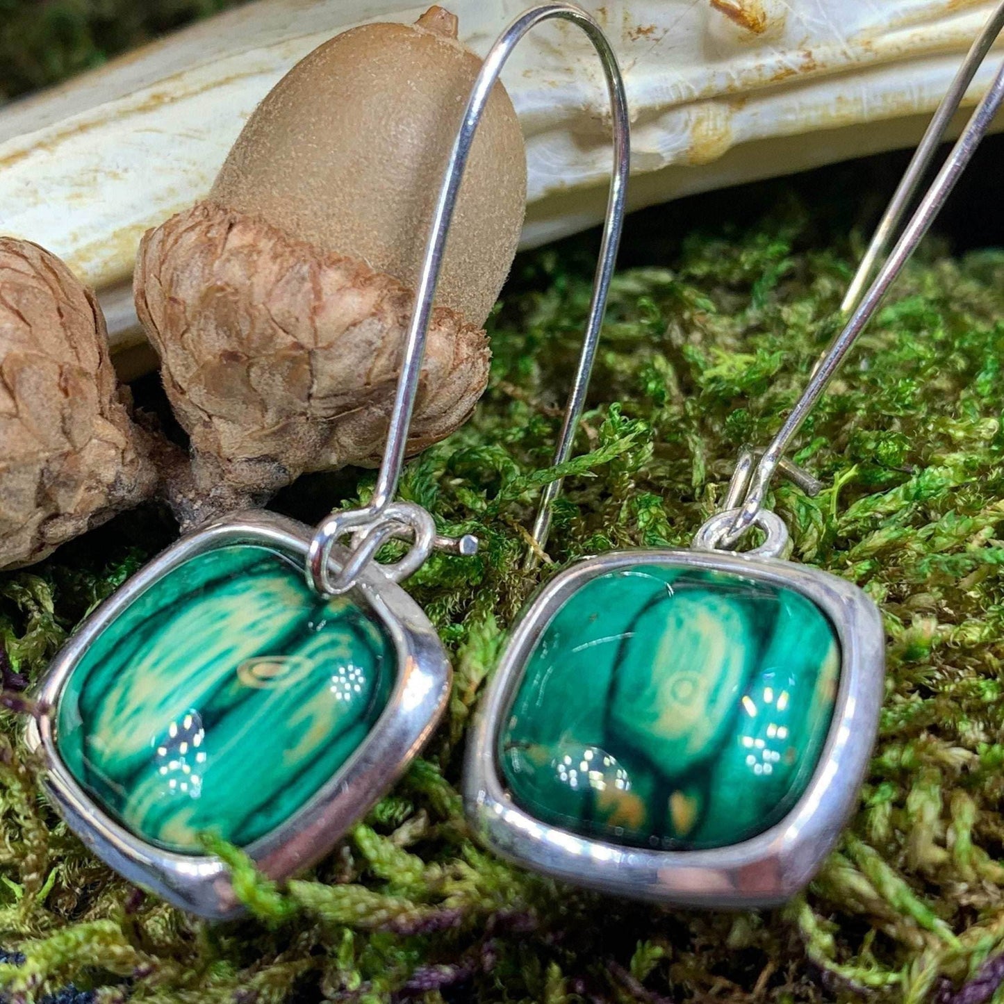 Heathergems Celtic Square Earrings - Green