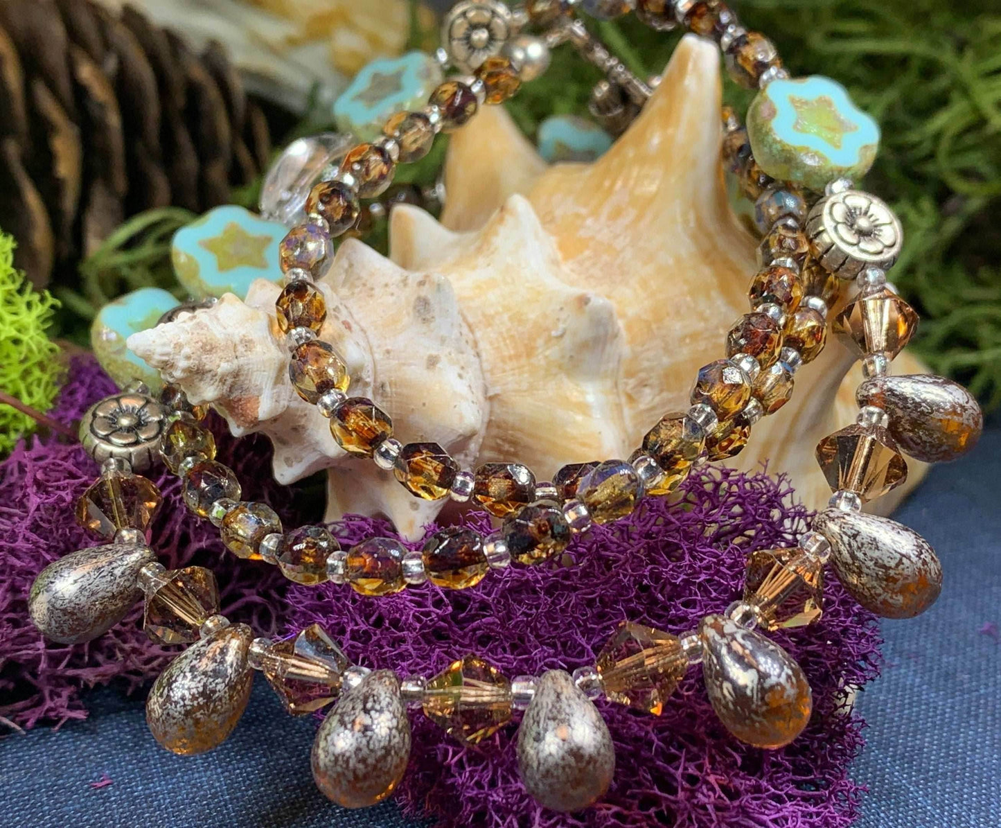 Golden Lotus Crystal Necklace - 