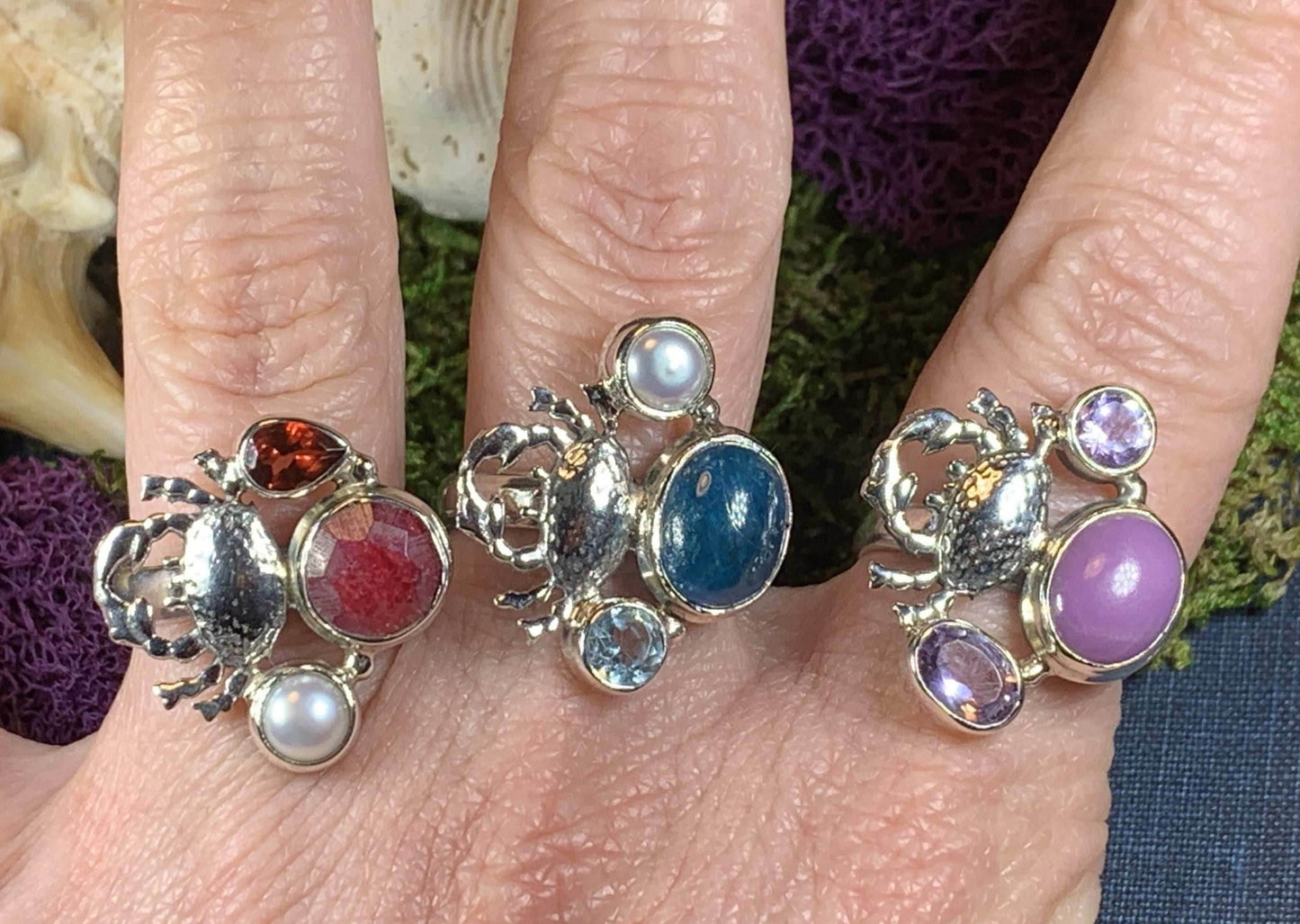 Carine Crab Ring - 8 / Blue