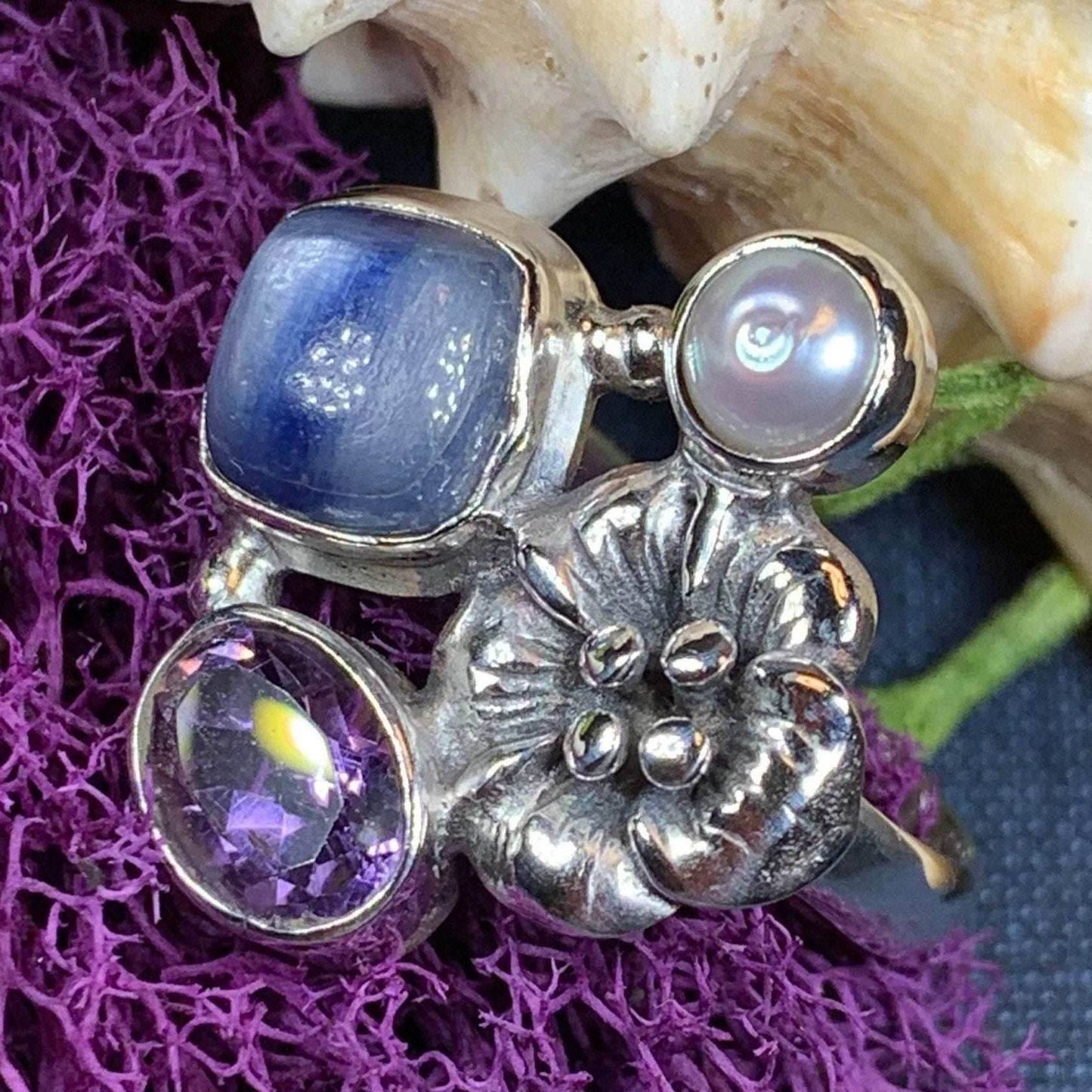 Summer Flower Ring - 8 / Pearl/Amethyst
