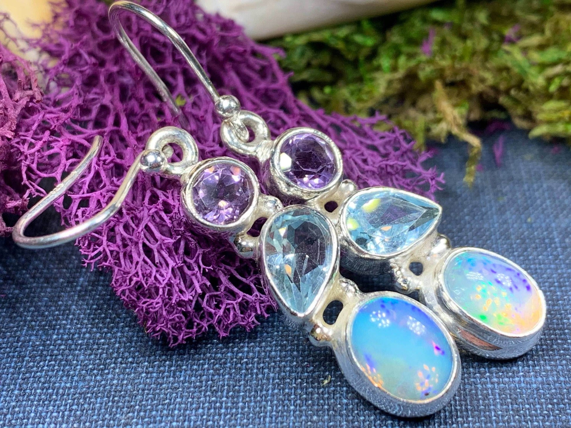 Celtic Twilight Opal Earrings - Bottom Opal
