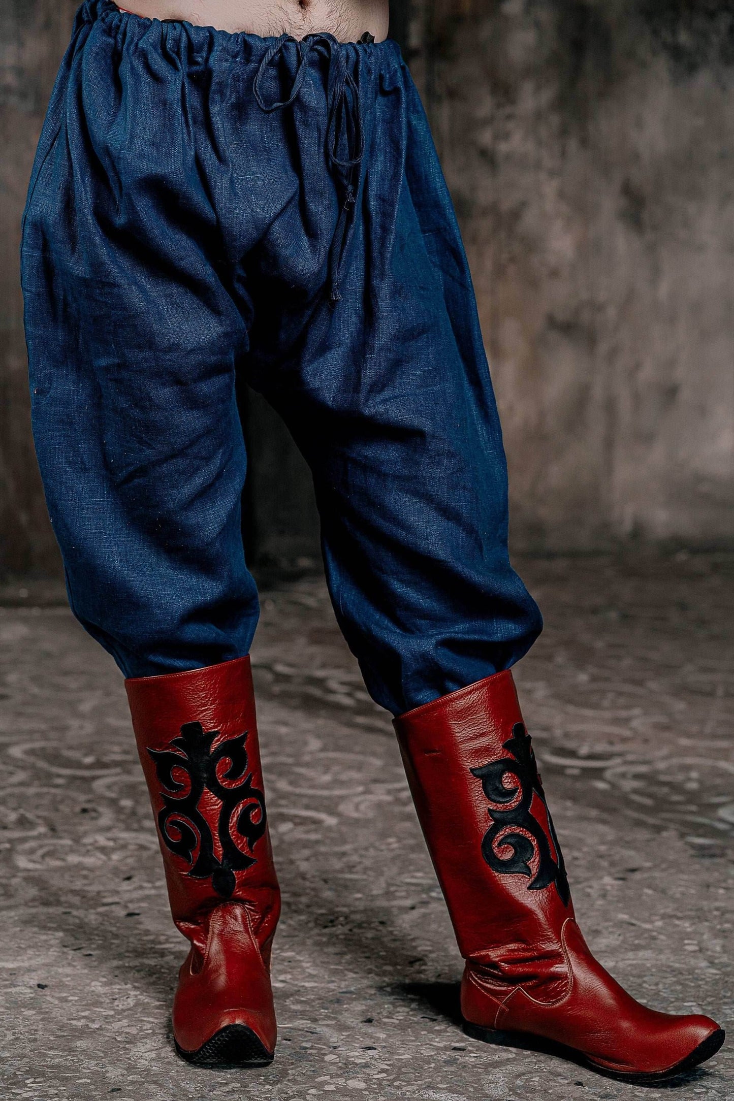 Men's blue linen pants - Blue / S