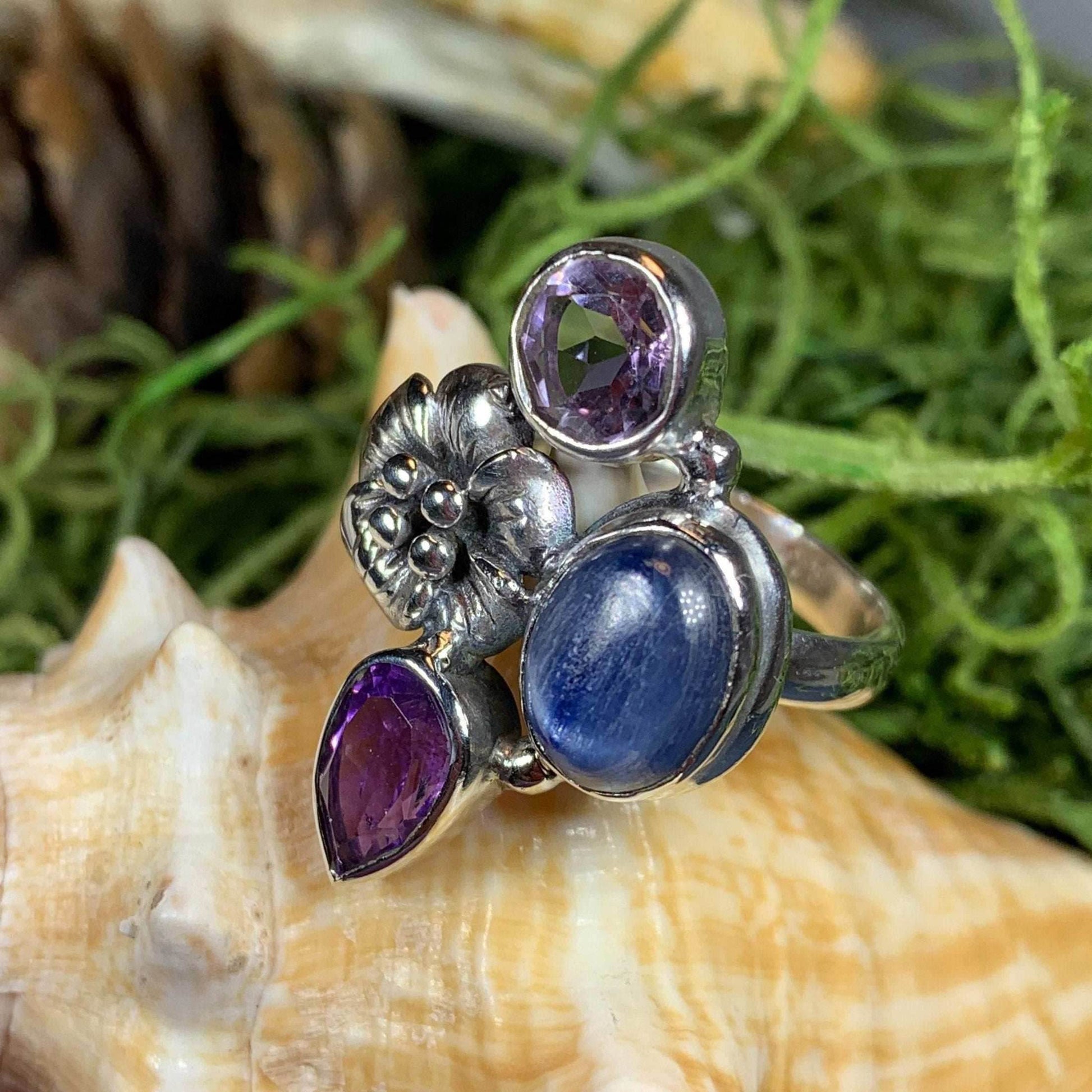 Summer Flower Ring - 8 / Double Amethyst