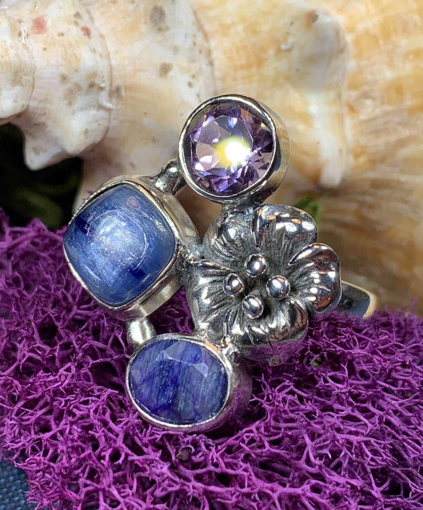 Summer Flower Ring - 8 / Double Amethyst