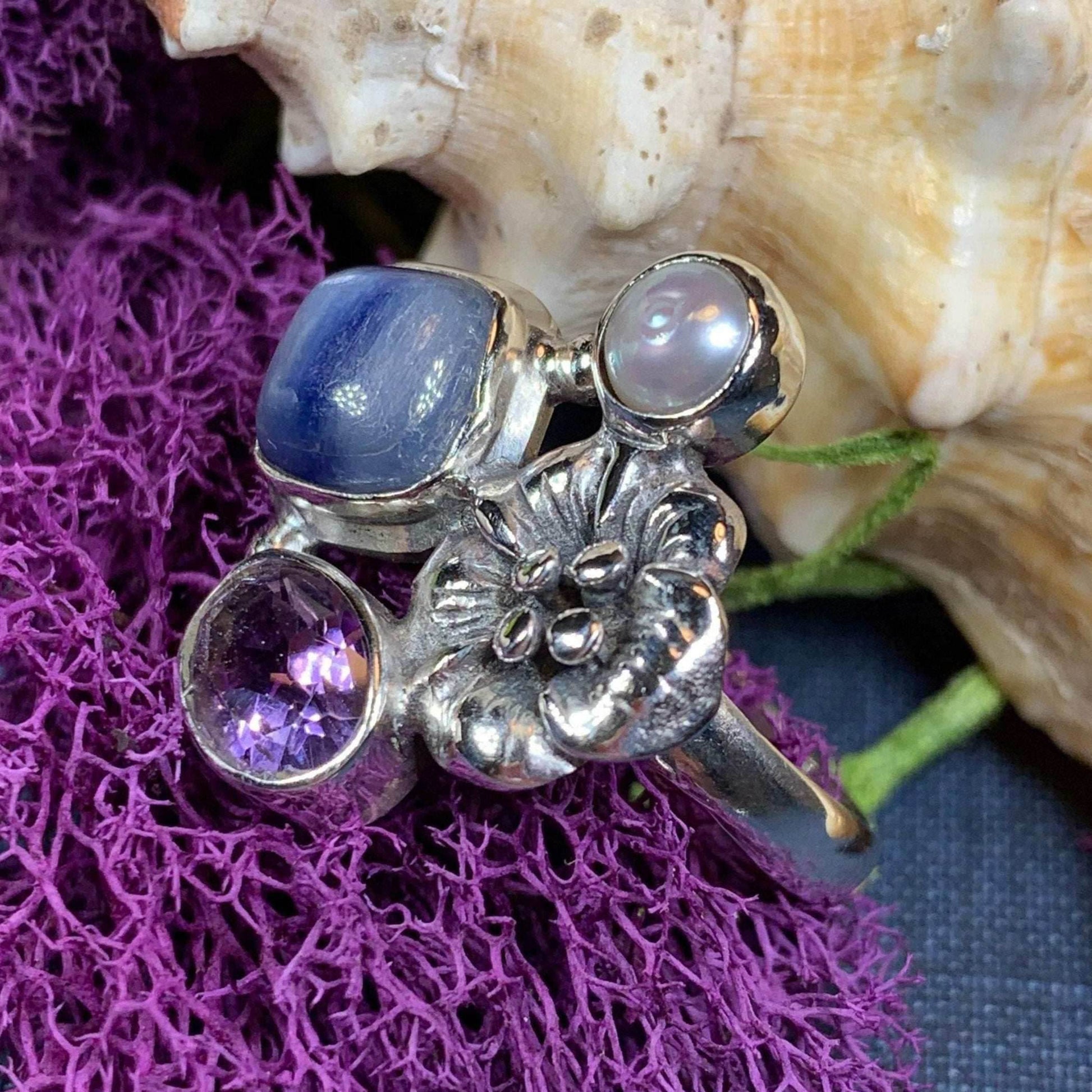 Summer Flower Ring - 8 / Double Amethyst