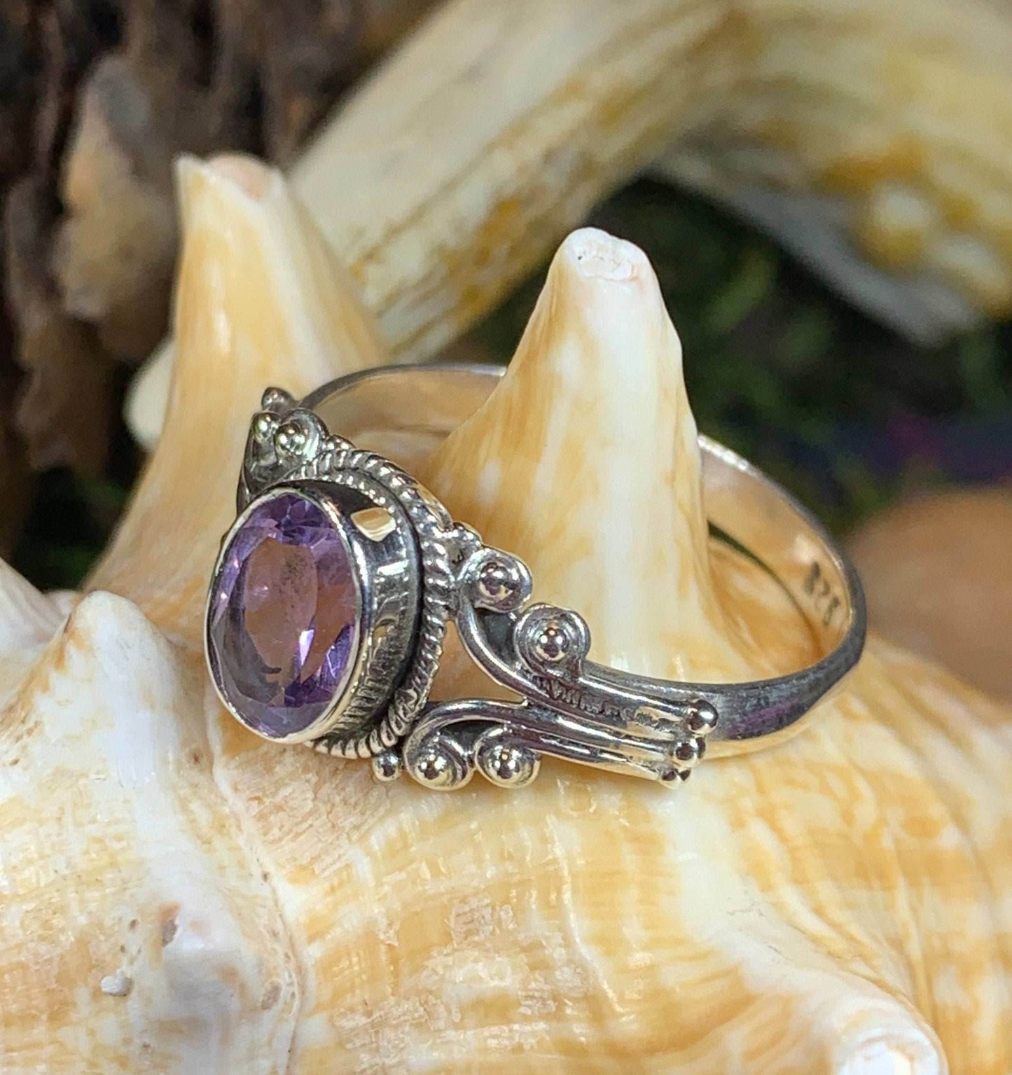 Celtic Love Ring - 7 / Amethyst