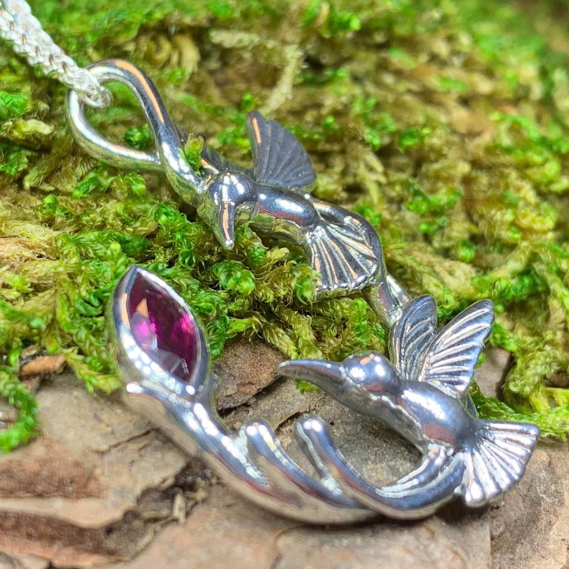 Celtic Hummingbird Necklace - Topaz